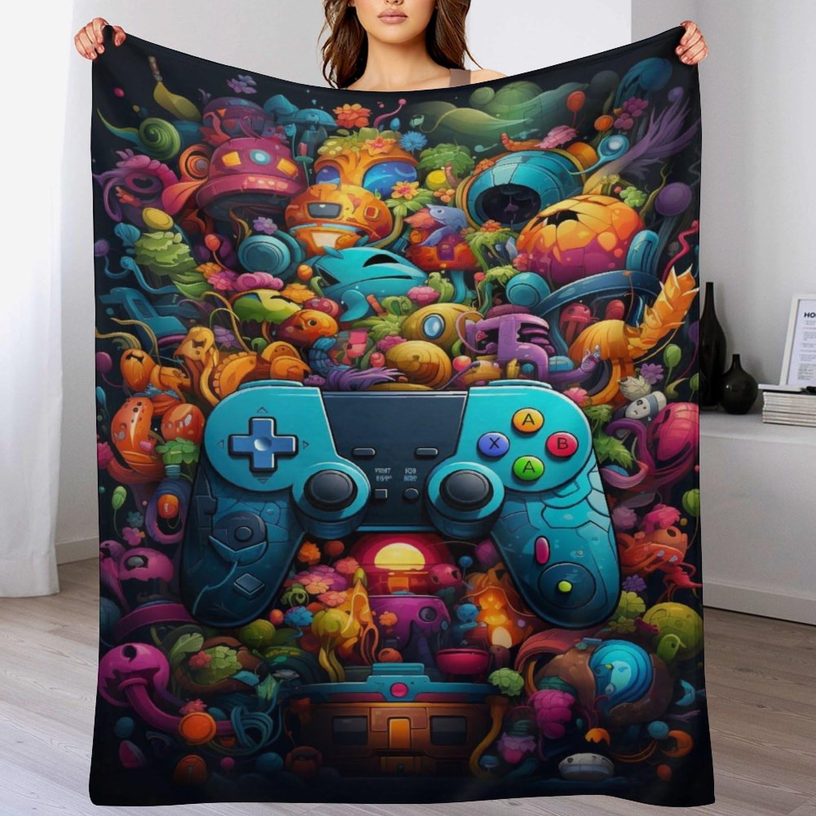 Plaid manettes de jeu vidéo en flanelle pour vos soirées gaming confortables sur le canapé