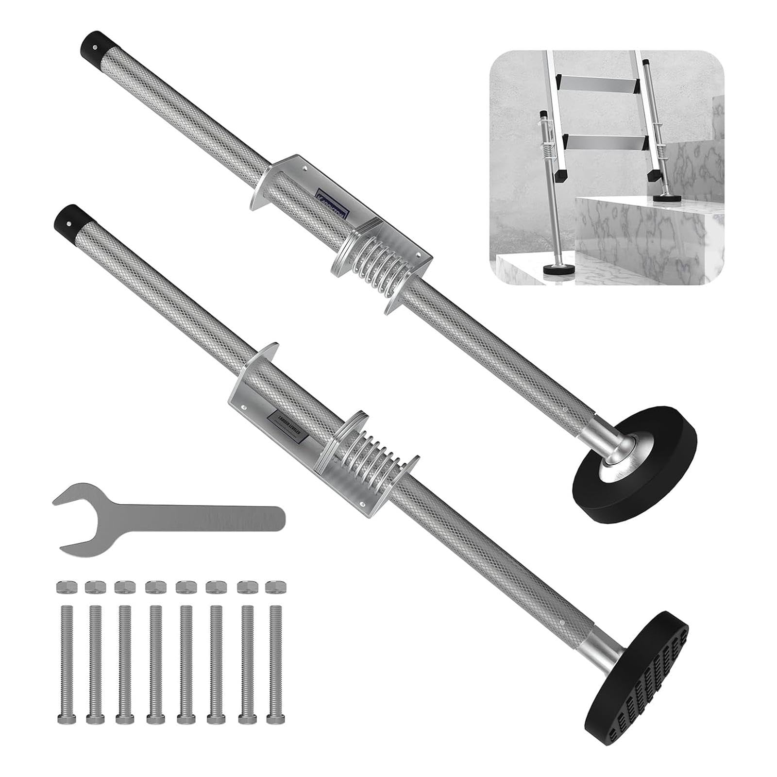 2x livellatori per scale, strumento di livellamento in lega di alluminio, stabilizzatore regolabile per cemento, terreno irregolare, piastrelle di, 50 Cm