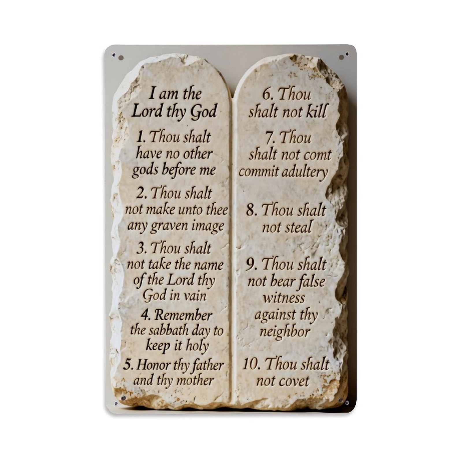 Jdfenggu Vintage Ten Commandments Stone Tablet Retro Metal Tin Sign, Decor Art Poster For Bar, Home, Man Cave, Kitchen, Laundry Room Gift 8X12inch