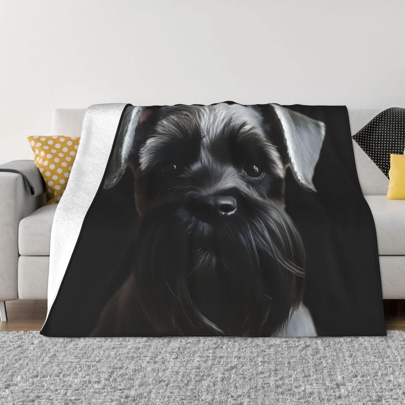 Couverture pour chien Schnauzer plaid chaud toutes saisons pour fauteuil et voiture