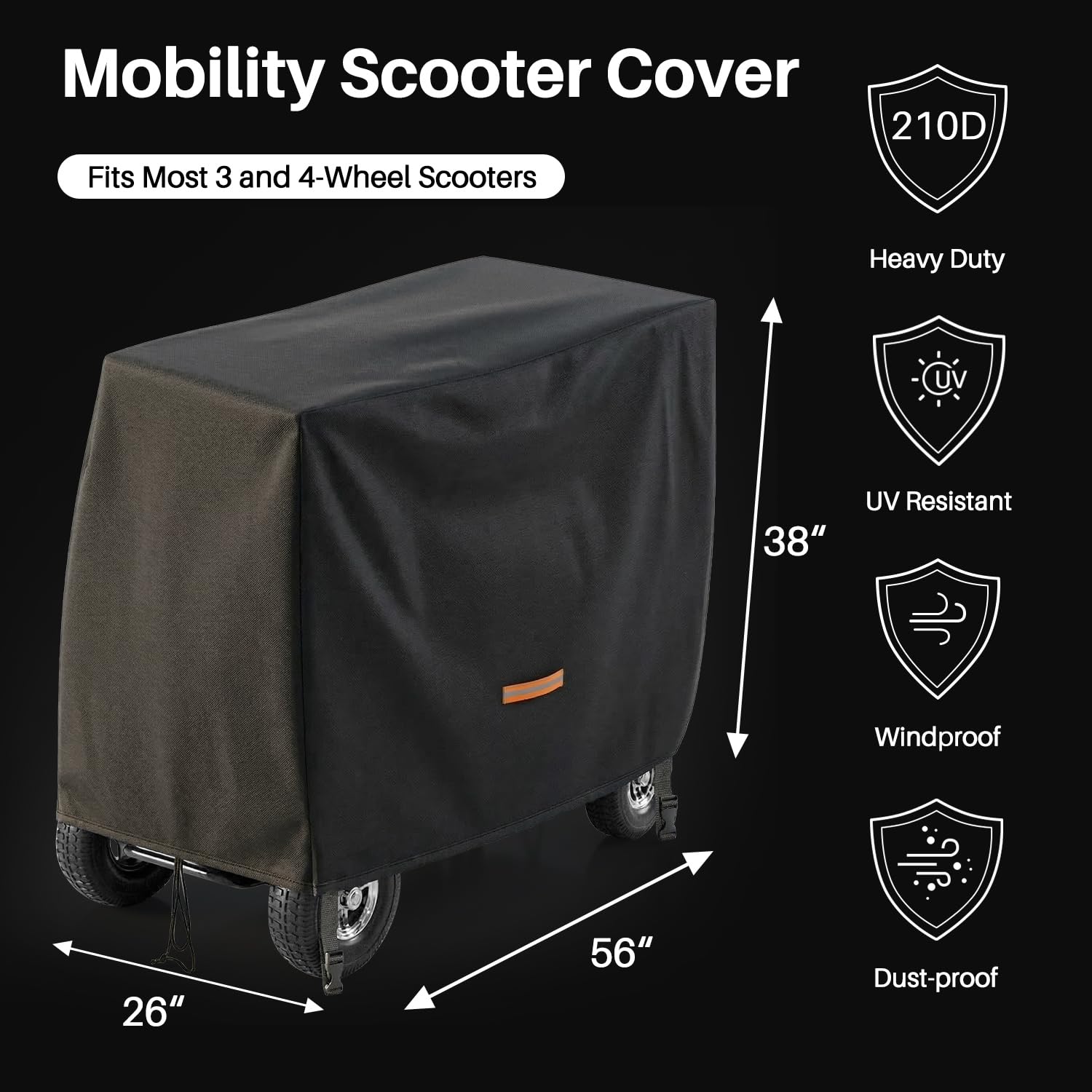Mobility - Funda de almacenamiento para scooter, impermeable, funda para silla de ruedas eléctrica, protector de protección solar impermeable a prueba de polvo y nieve