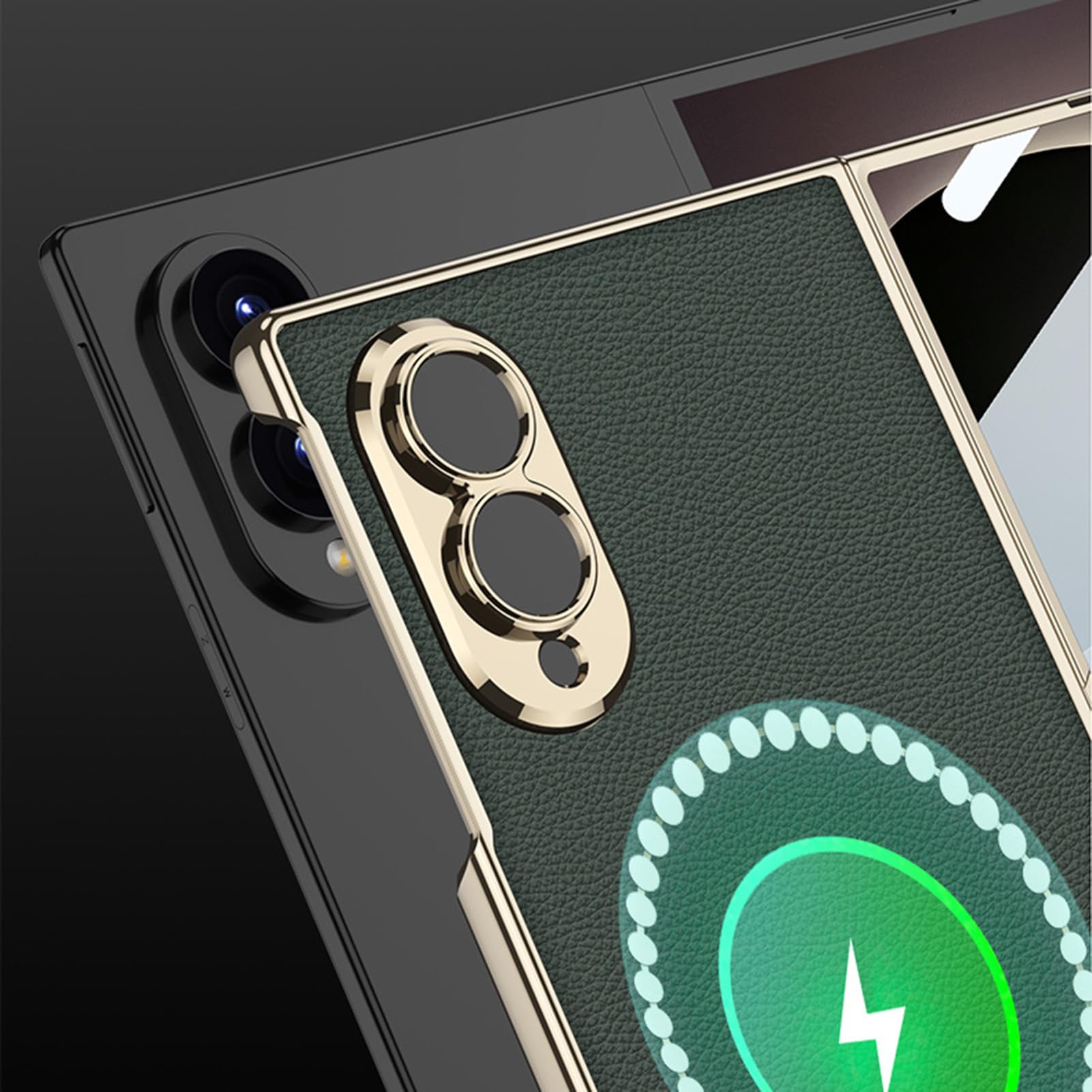 Custodia Magnetica For Samsung Galaxy Z Fold 8, Protezione For Lo Schermo Anteriore, Copertura Sottile, Custodia Di Ricarica Wireless Con Texture Litchi(Silver)