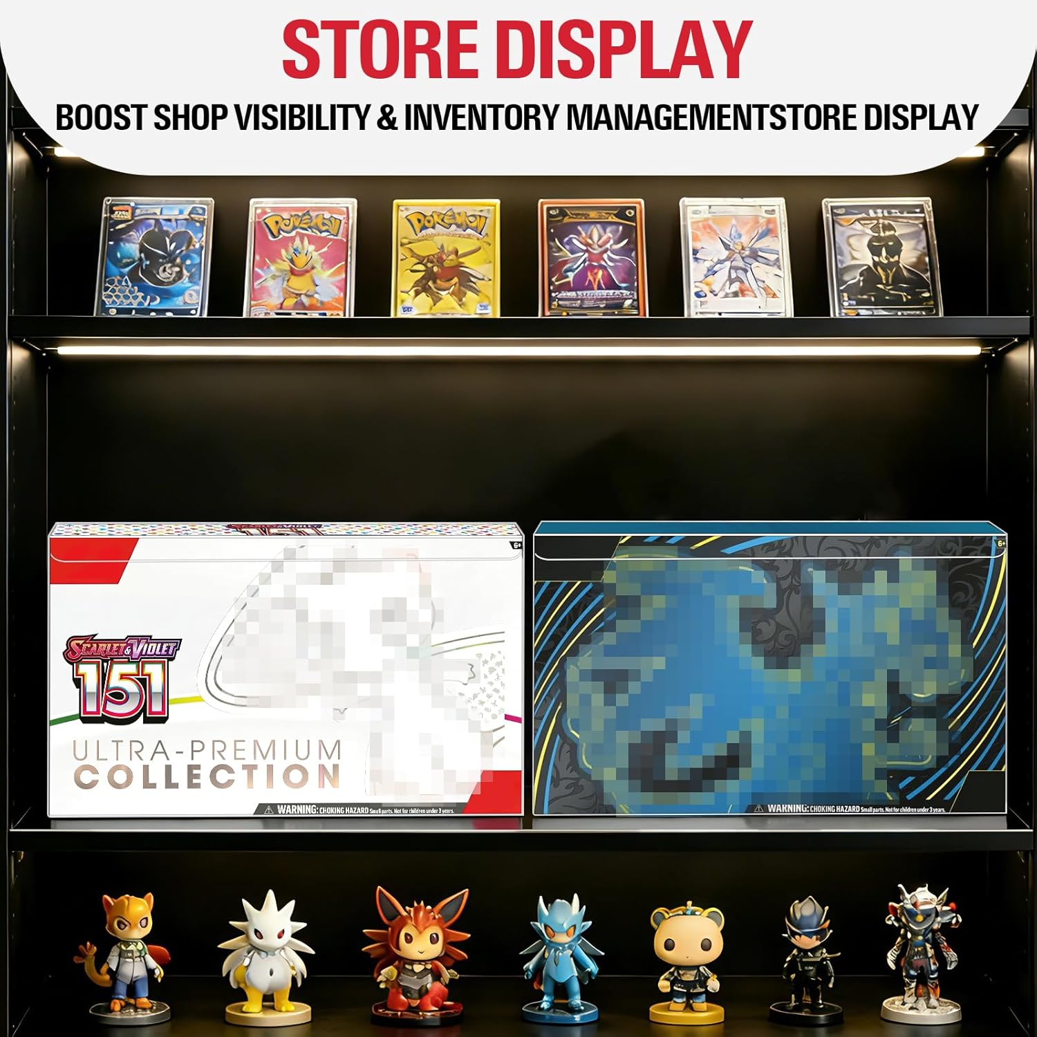 DEDC 6PCS Clear Plastic Display Box for Mega Charizard X EX and 151 UPC Box 0.7mm Extra Thick PET Protector Storage Box