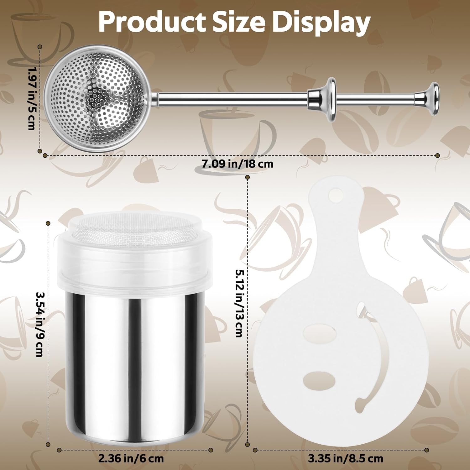 Powdered Sr Shaker Duster, Stainl Steel Cinnon Sr Shaker &