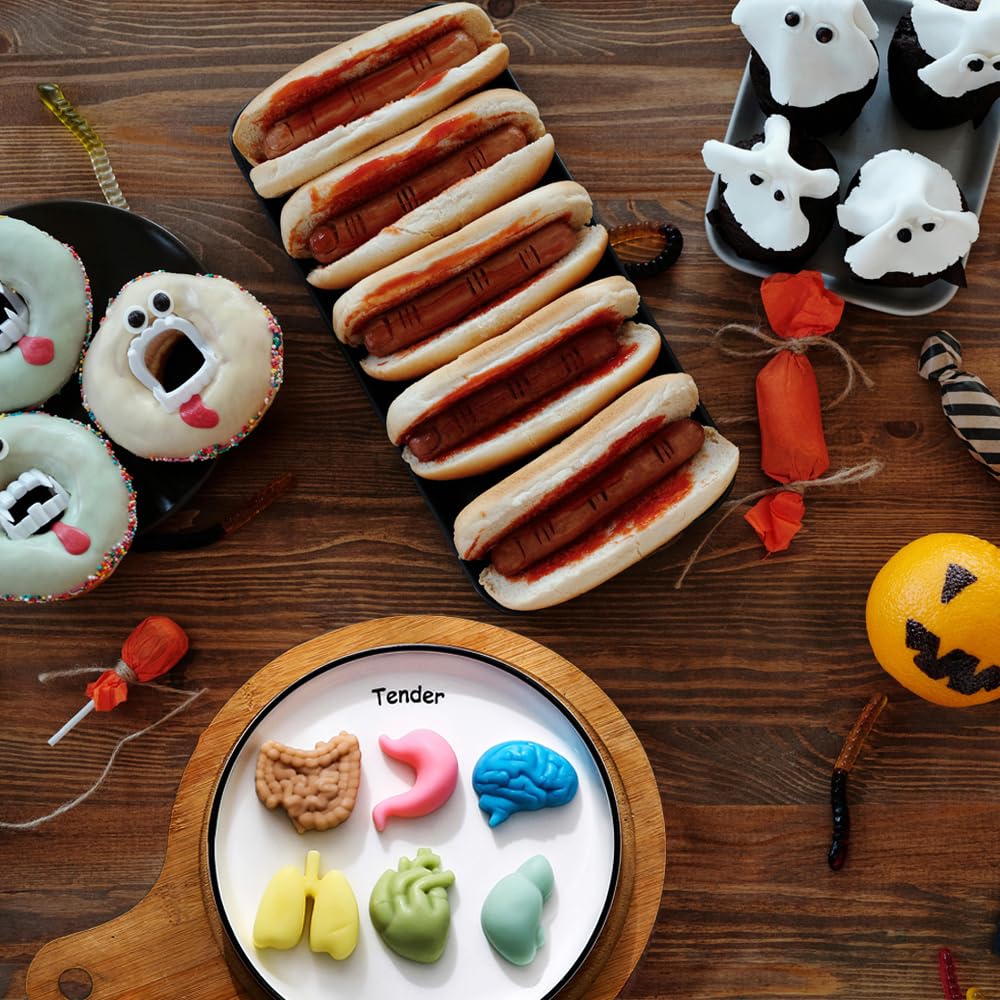 JIRFZUY Lot De 2 Moules D'Halloween En Silicone En Forme De Cerveau Humain En Forme D'organe D'Halloween Pour Chocolat, Pudding, Dessert, Gelée, Savon Fait Main, Bougies, Gâteaux, Fournitures