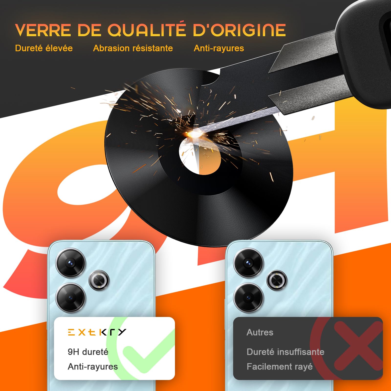 2 Packs Lentille Caméra pour Xiaomi Redmi 13 2404ARN45A/24040RN64Y Origine Remplacement Vitre Appareil Photo Objectif Arrière + Kit de Réparation