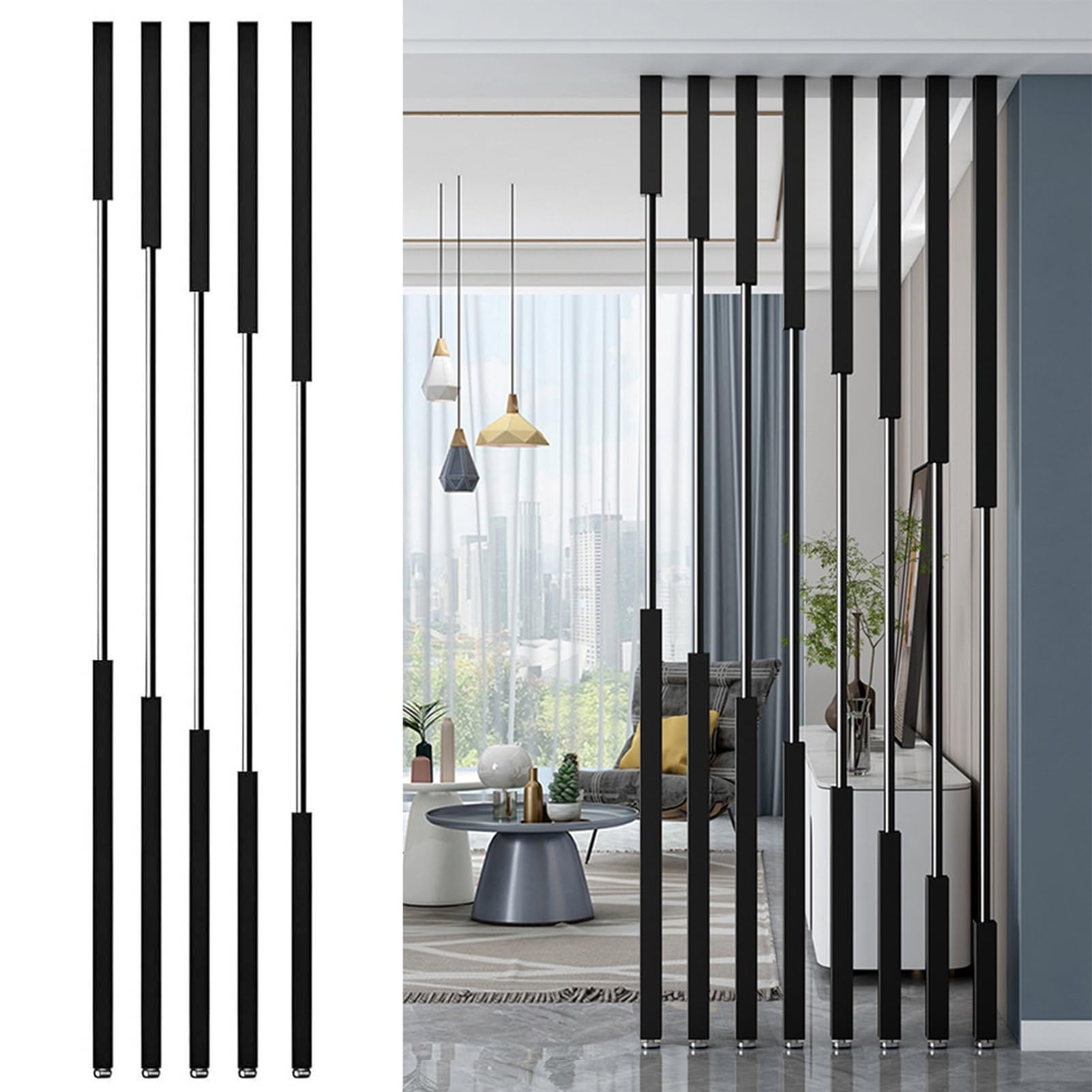 Séparateur de pièce design à lattes de 109,2 cm pour une décoration intérieure haut de gamme