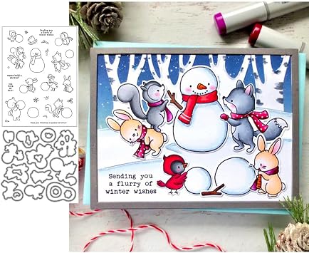 Scrapbooking Die-Cuts, Stamps Metal Cutting Dies for Card Making, Paper Craft Punch Template, Winter Background Embossing Stencils, DIY Album Decor Winter Animals