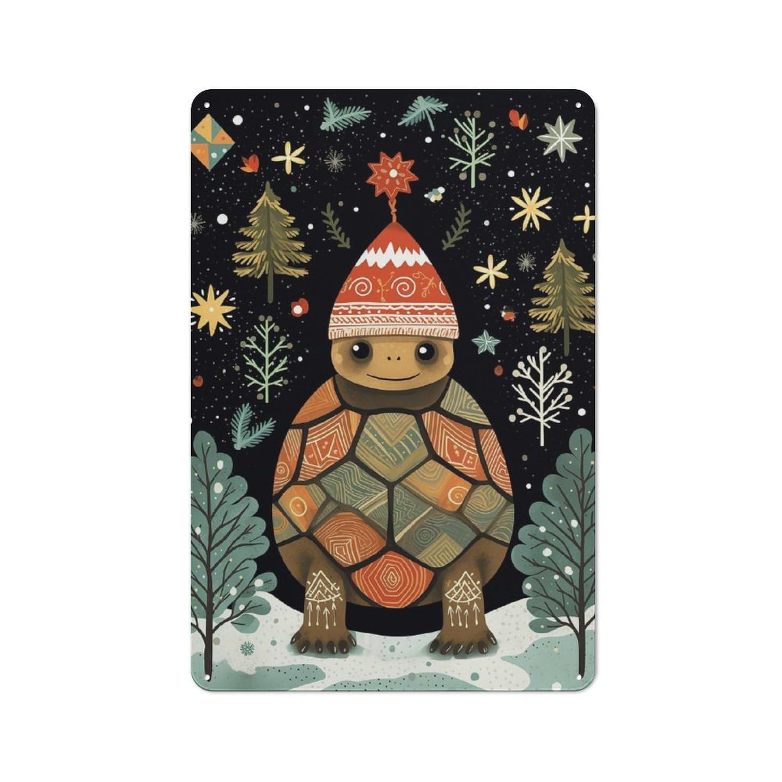 Junmoney Vintage Turtle Xmas Classic Decorative Tin Plaque 30X20cm, Bar Wall Plaque For Diner, Restaurant, Shed Or Kitchen