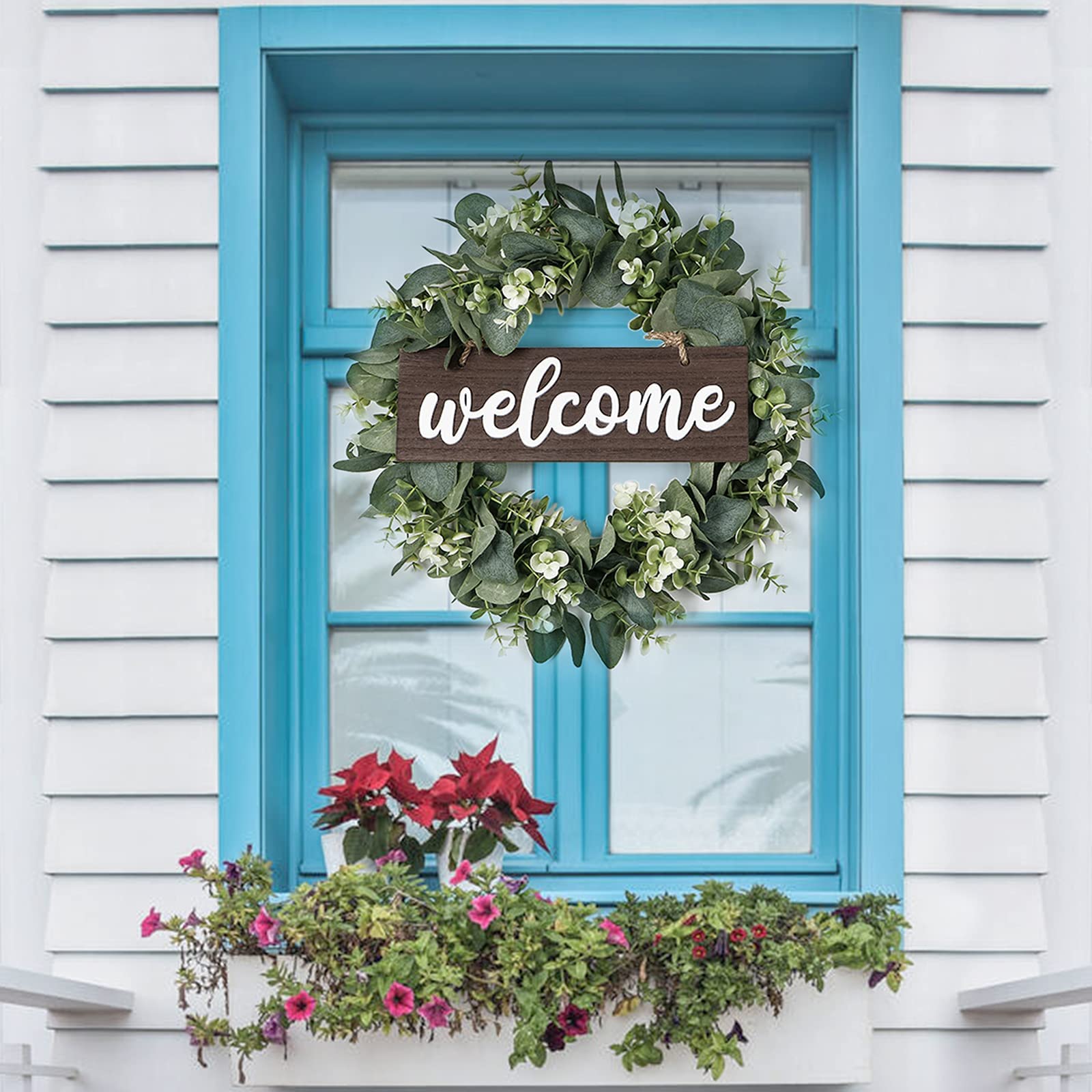 Plante Artificielle Extérieur SOMYTING Couronne D'Eucalyptus Artificielle 30cm - Décoration Murale Verte Pour Porte, Noël, Mariage Guirlande Porte Exterieur