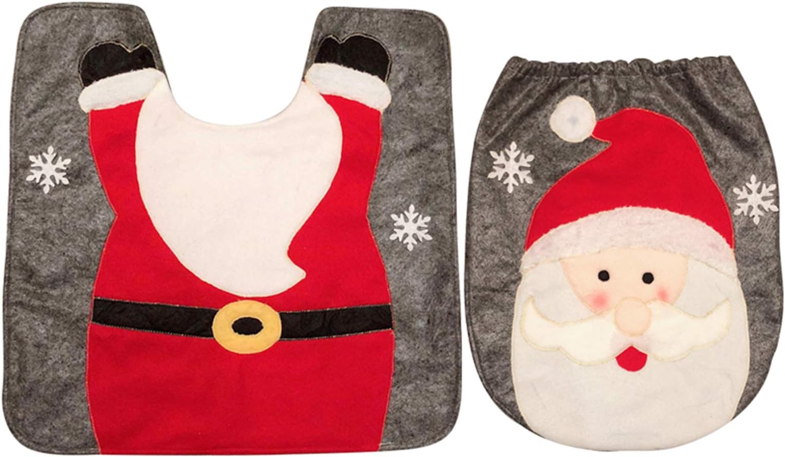 yongkeChristmas Santa Snowman Deer Toilet Seat Cover Rug Set for Christmas Decorations Party Accessories Bathroom