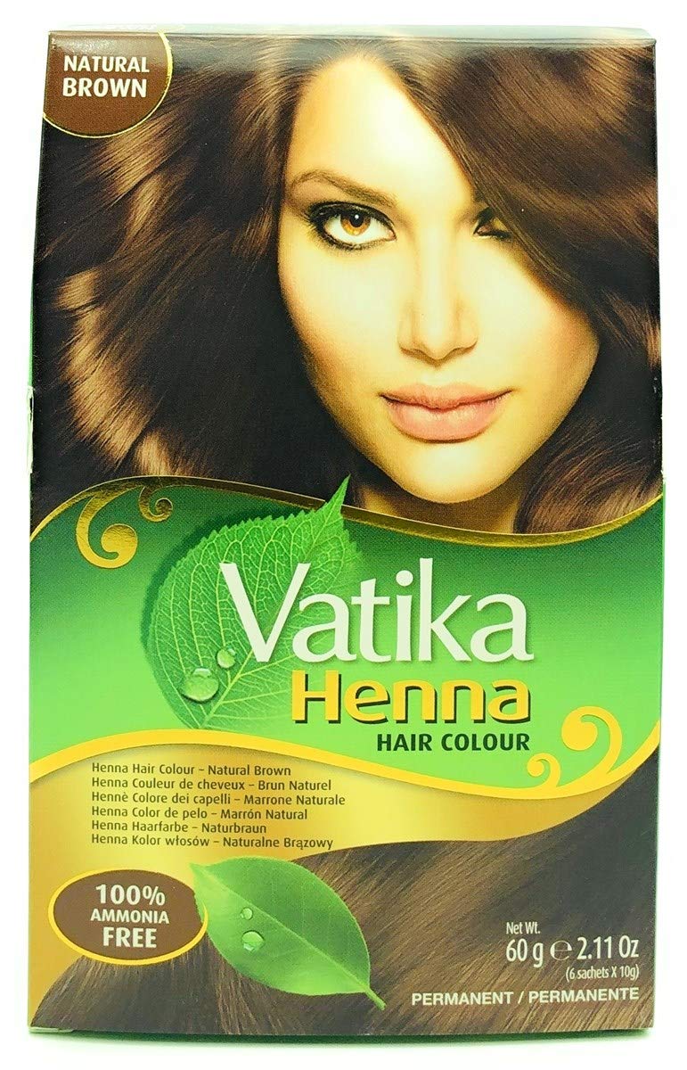 Dabur Vatika Henna Hair Colour Permanent Natural Brown 6 x 10 g (total - 60 g)
