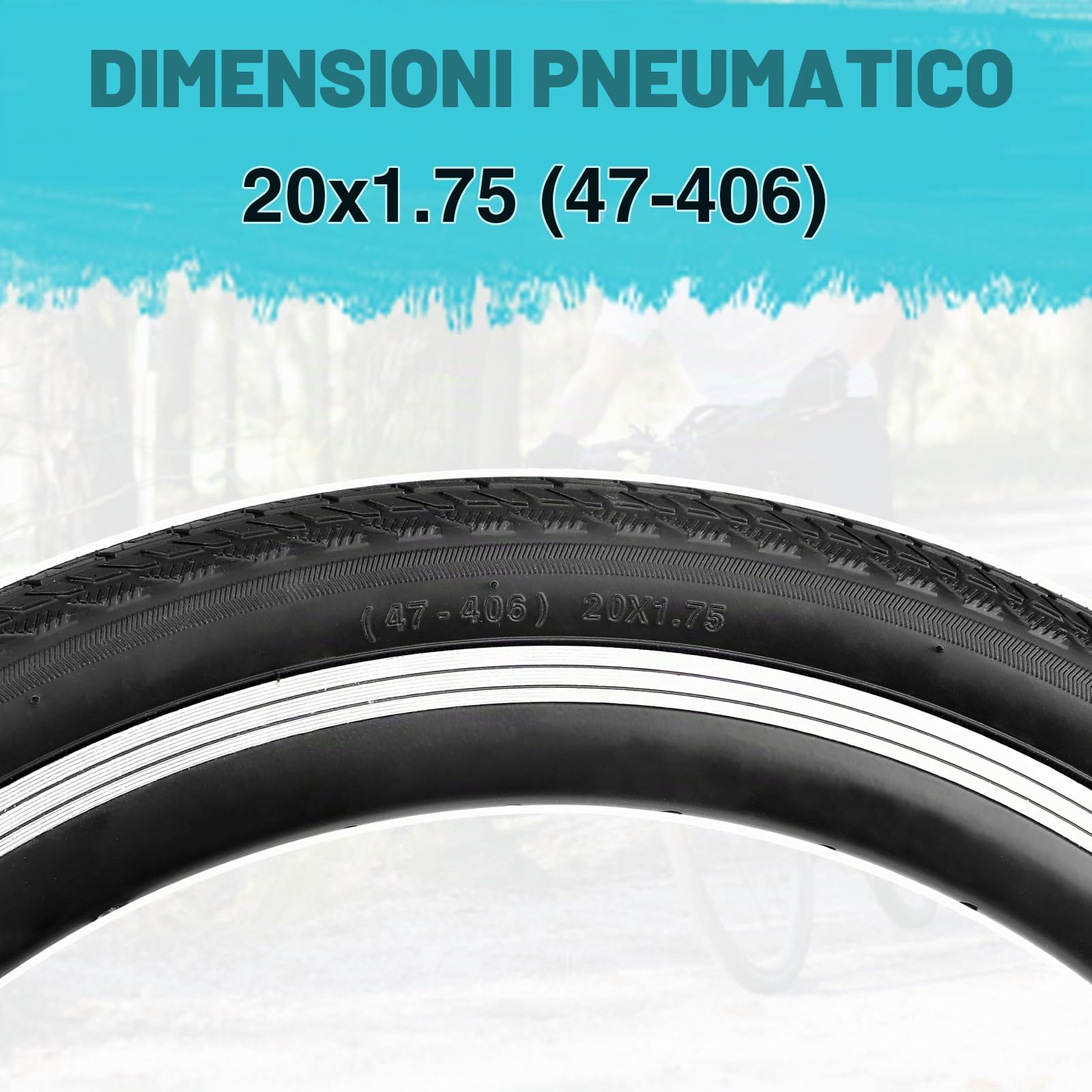 ZUKKA Set di 2 pneumatici pieghevoli da, 20/24/26 x 1,75 pollici, pieghevoli, per bicicletta,mountain bike, bicicletta per bambini