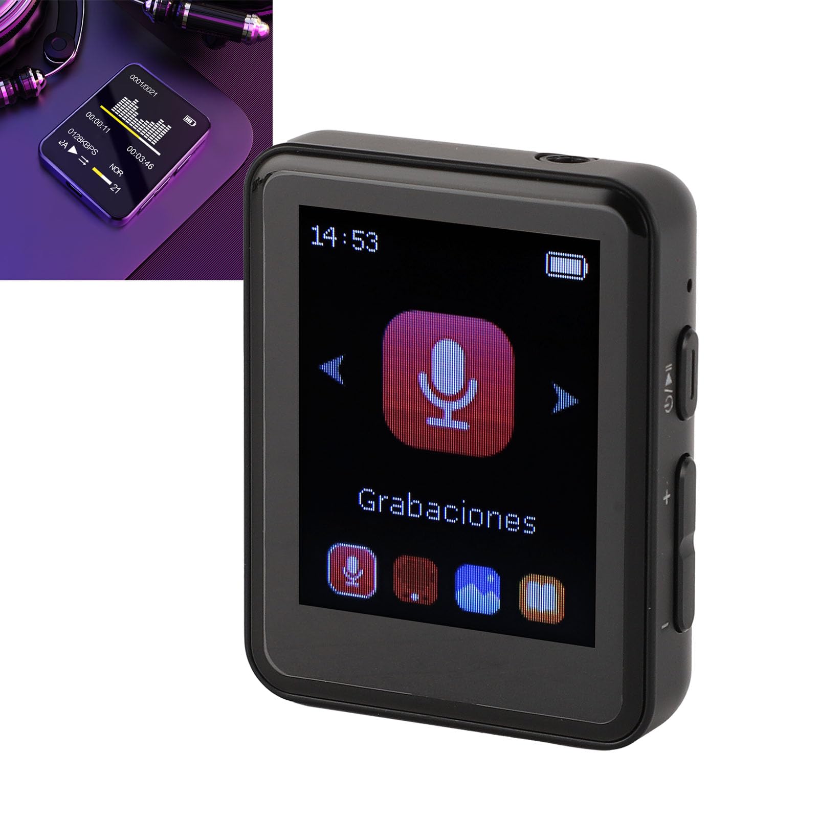 SIXRUN Schermo Touch 1.8in Lettore MP3, 128GB Espandibile Bluetooth (8GB)