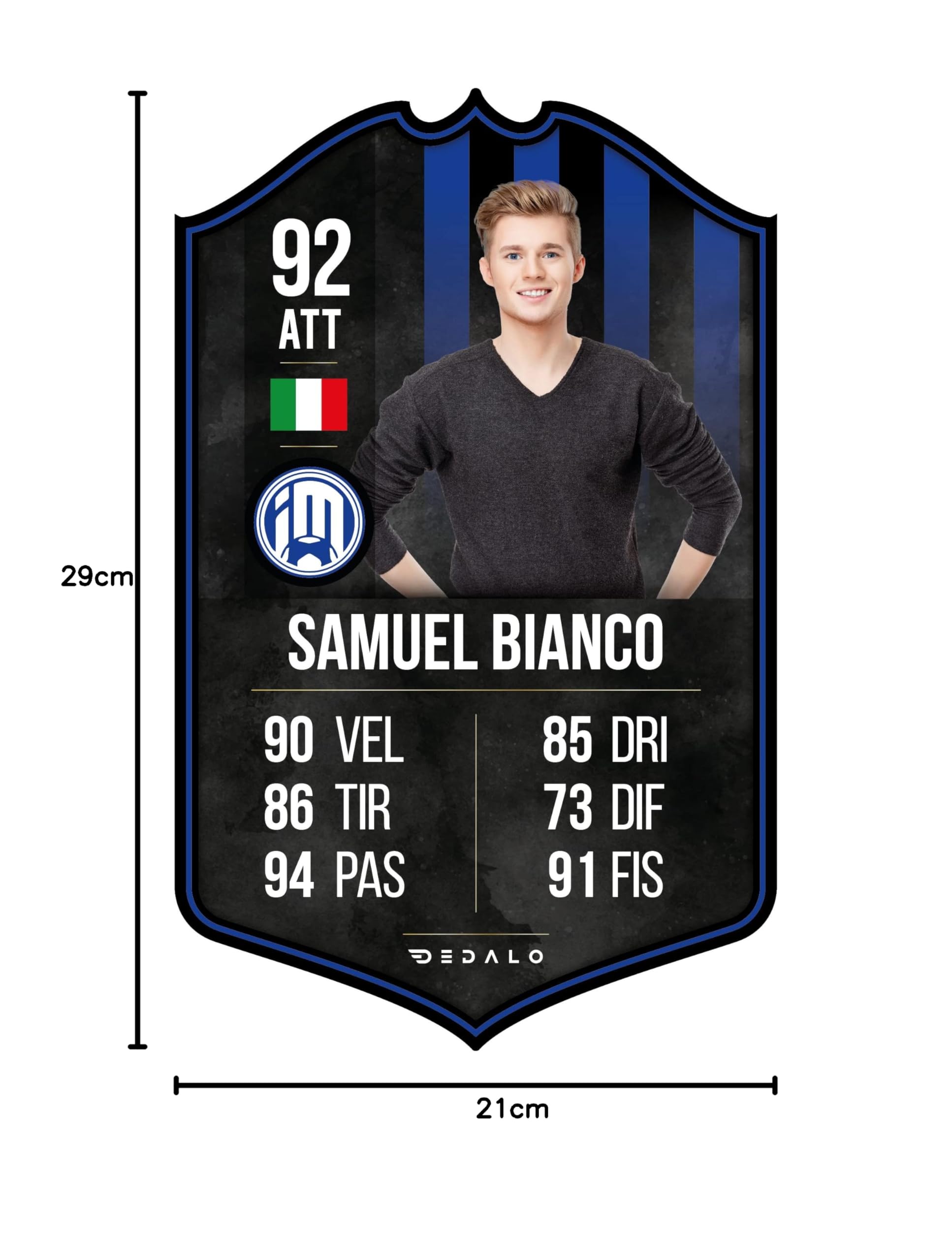 Card Calciatore Personalizzata Stile FUT con Foto Scudetto Statistiche Regalo Calcio