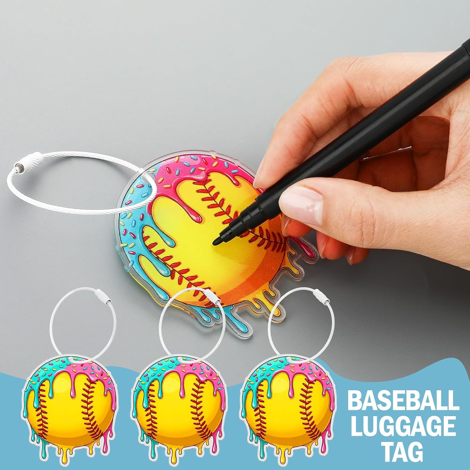 Liliaafar 12 Pcs Ice Cream Drip Softball Luggage Tags for Suitcases Bags image 4