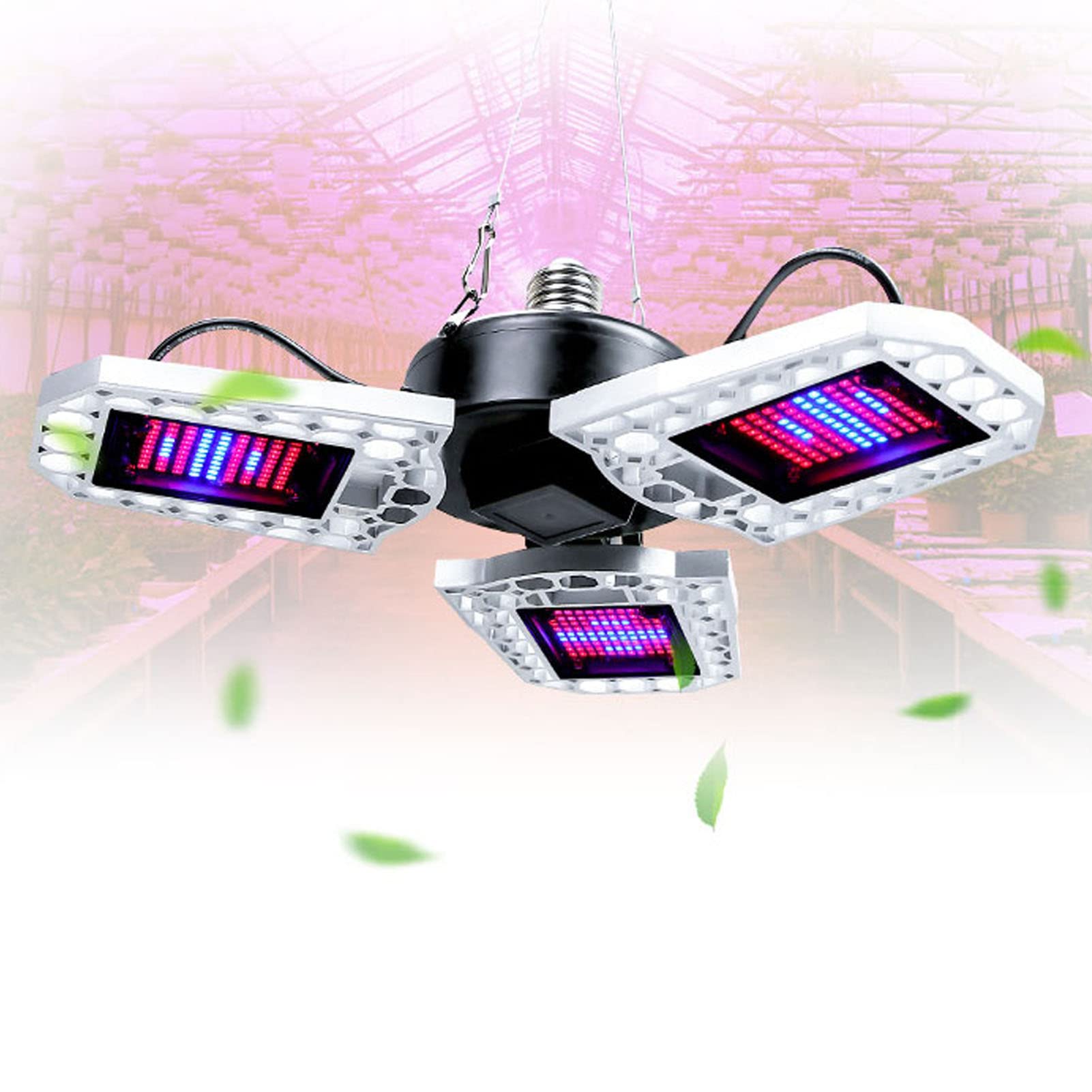 Luz de Cultivo de Plantas Luz de Cultivo LED con Aluminio 3 Cabezales 240 LED E27 220 V Espectro Rojo Azul Altura Plegable Ajustable para Plantas de Interior de Interior Plántulas