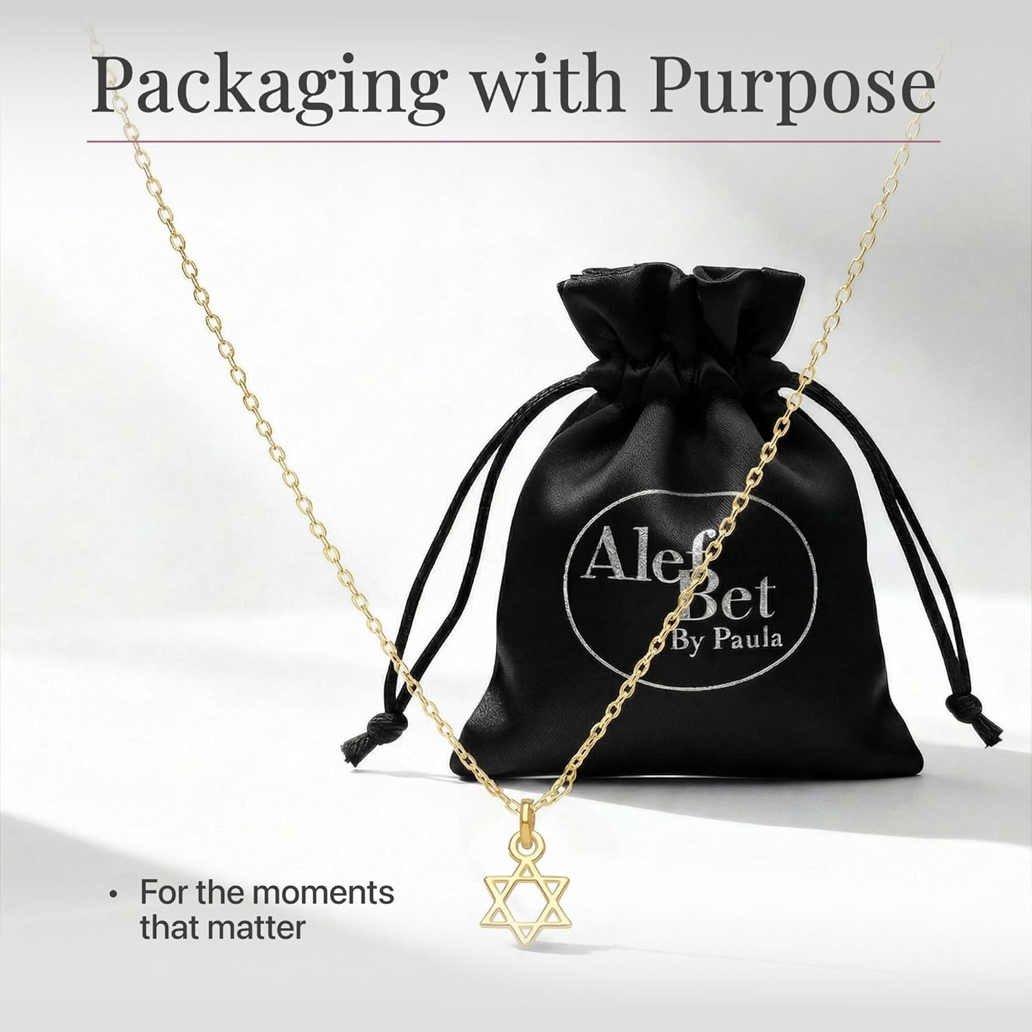 Alef Bet by Paula Tiny Star of David Necklace Sterling Silver 925 Dainty Magen David Pendant Minimalist Jewish Jewelry Women Bat Mitzvah Hanukkah Gift