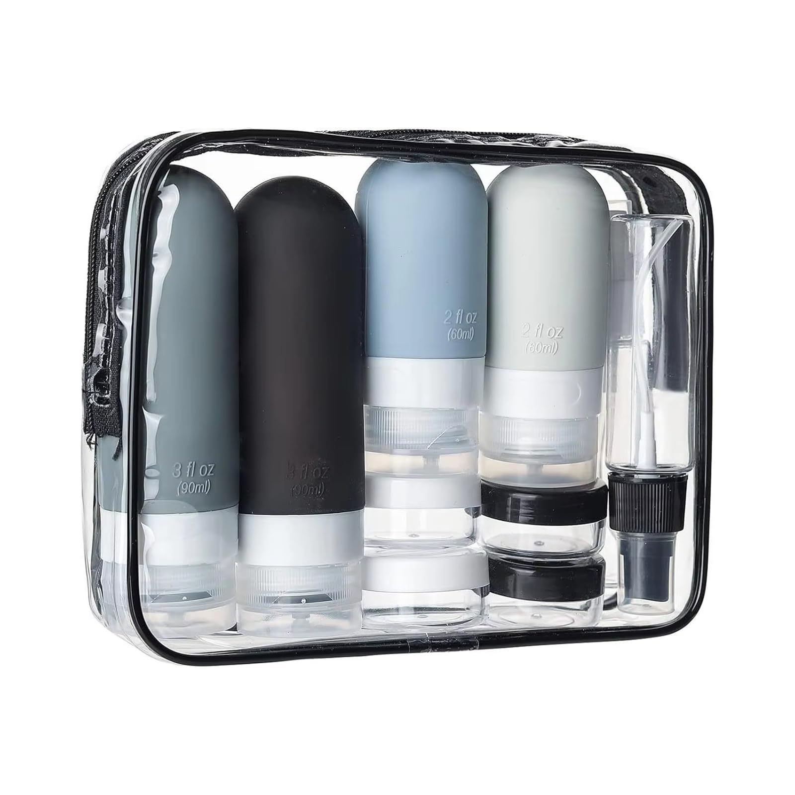 ZHSOAO 16 Pack Leak Proof Travel Bottle Set Made Of Silicone Containers For Toiletries And Conditioner for Travel(Black)