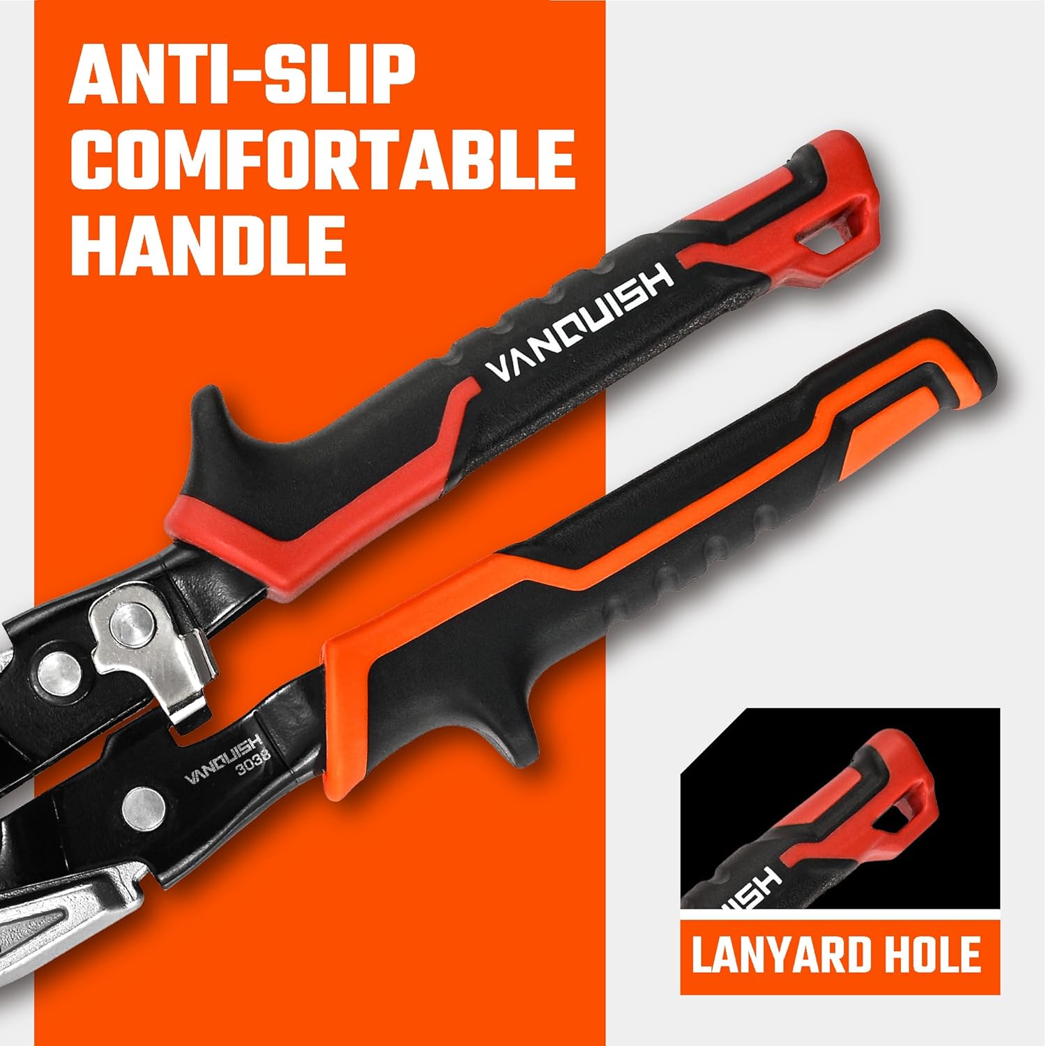 VANQUISH 10 Inch Left-Cut Offset Aviation Tin Snips, CR-MO Heavy Duty Sheet Metal Cutter Shear with Safety Lock Tinner Shears, Drop Forged Blades 10X More Cuts, 3038
