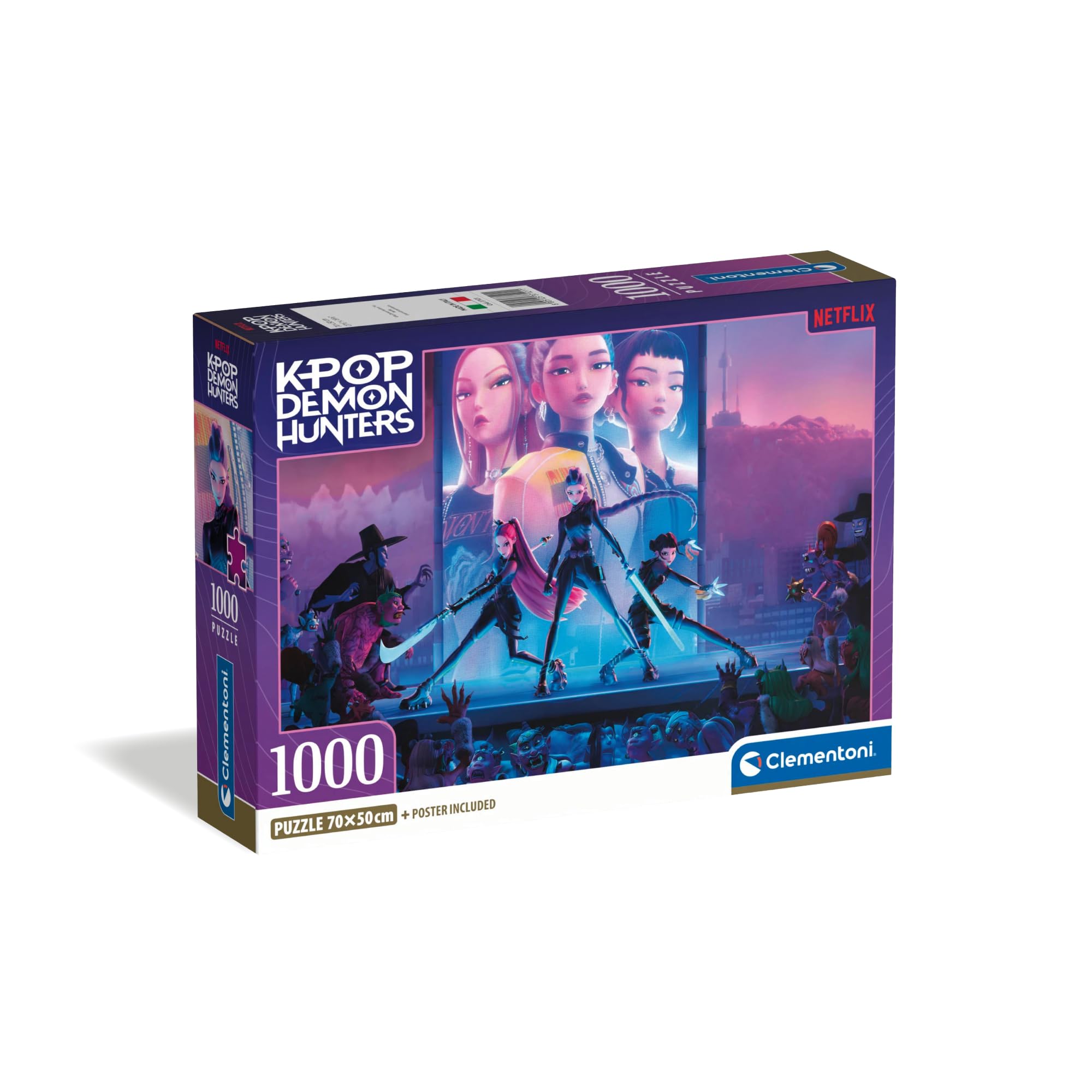 Clementoni KPOP Demon Hunters 1000 Piece Puzzle for Teens and Young Adults Age 14+, Made in Italy, Screen Free Challenge That Builds Focus, Problem Solving and Patience, Includes Poster