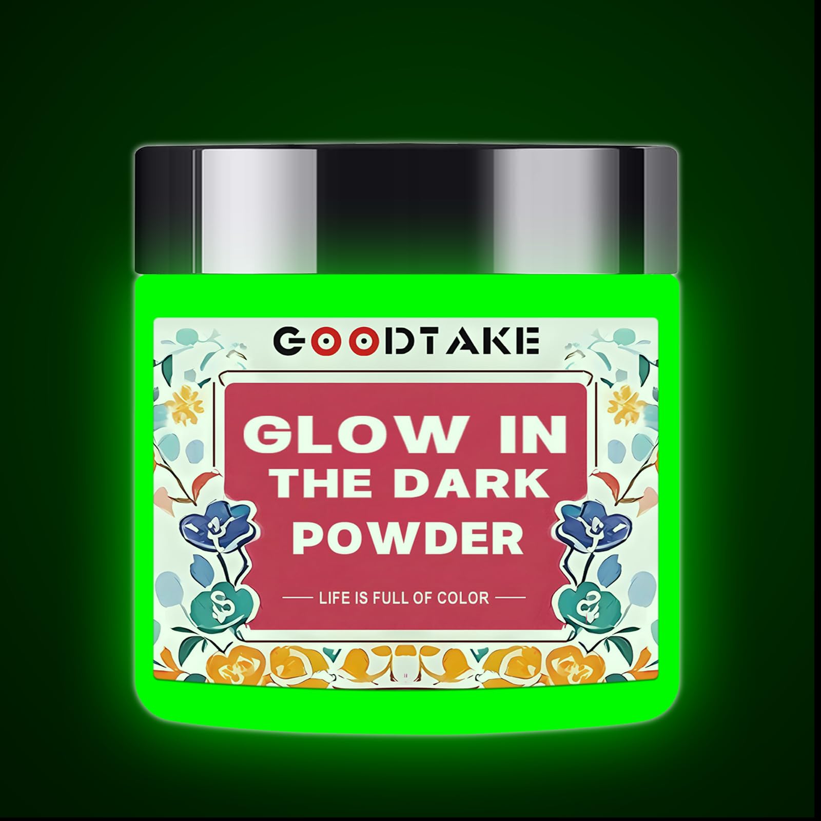 GOODTAKE Glow in The Dark Powder, Neon Green Colors Glow Powder Set, Epoxy Resin Dye Luminous Pigment Powder for Fine Art, DIY Nail Art, Epoxy Resin Colorant, Paint, Cosmetics (Neon Green, 4 Ounces)