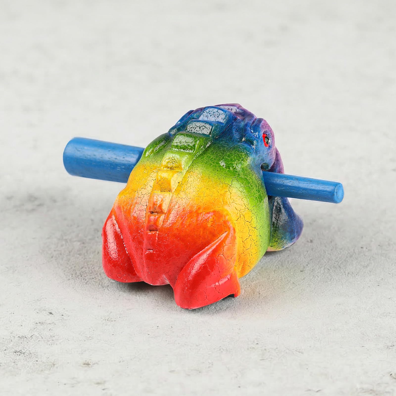 Guiro-Raspelinstrument aus Holz, 8,9 cm, Motiv: Frosch, Percussion, Musik-Tonblock-Bastelhandwerk (Regenbogenfarben)