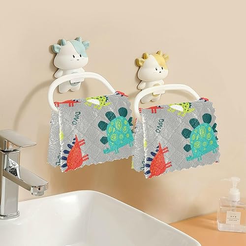 Miniatura 6 de Cute Dinosaur Colorful Soft Print Kitchen Microfiber Towels Absorbent 6 Pack Cooking Towels for Restaurant Table