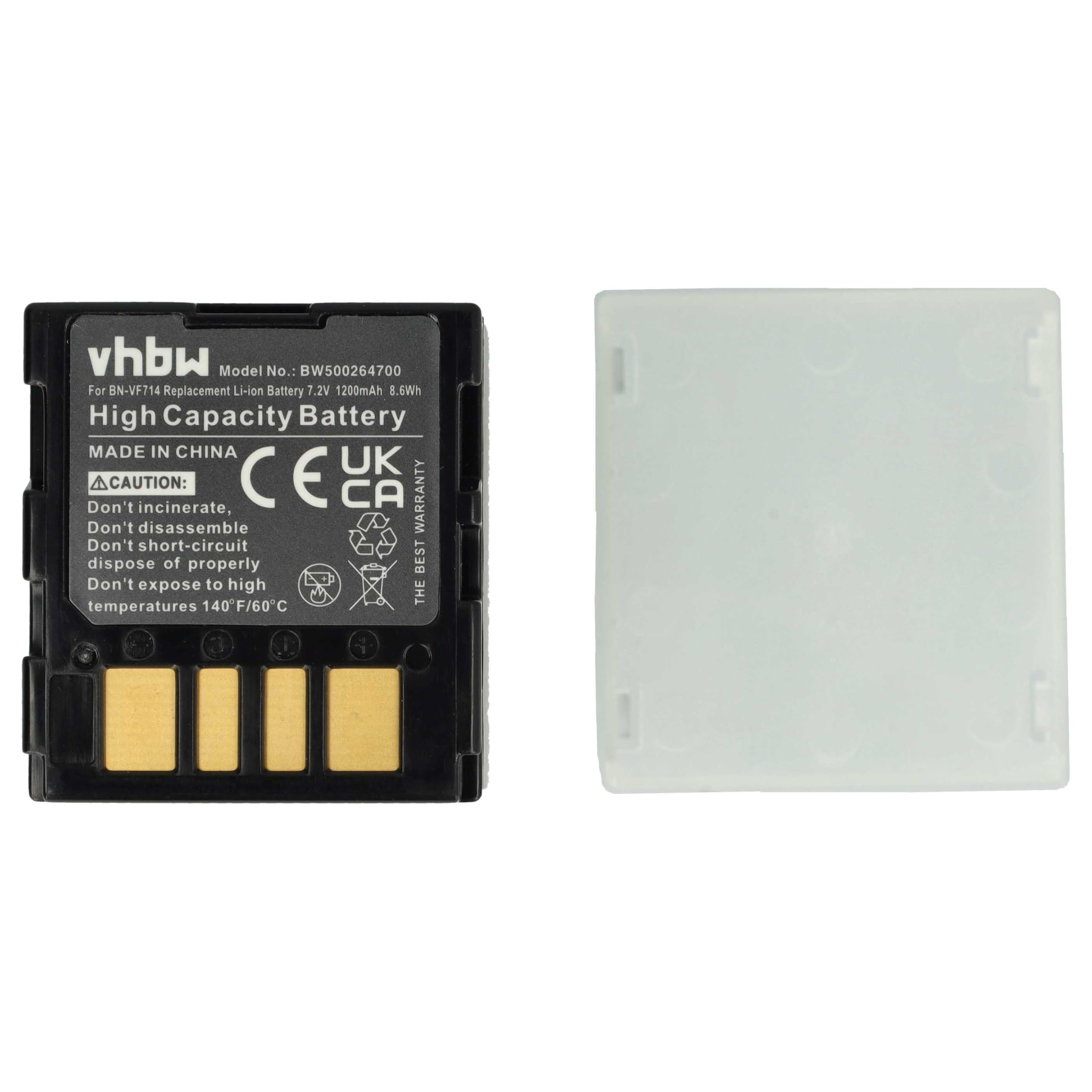 vhbw 1x batteria compatibile con JVC GR-D345EG, GR-D450, GR-D360EX, GR-D360, GR-D370EX, GR-D370 videocamera camcorder (1200mAh, 7,2V, Li-Ion
