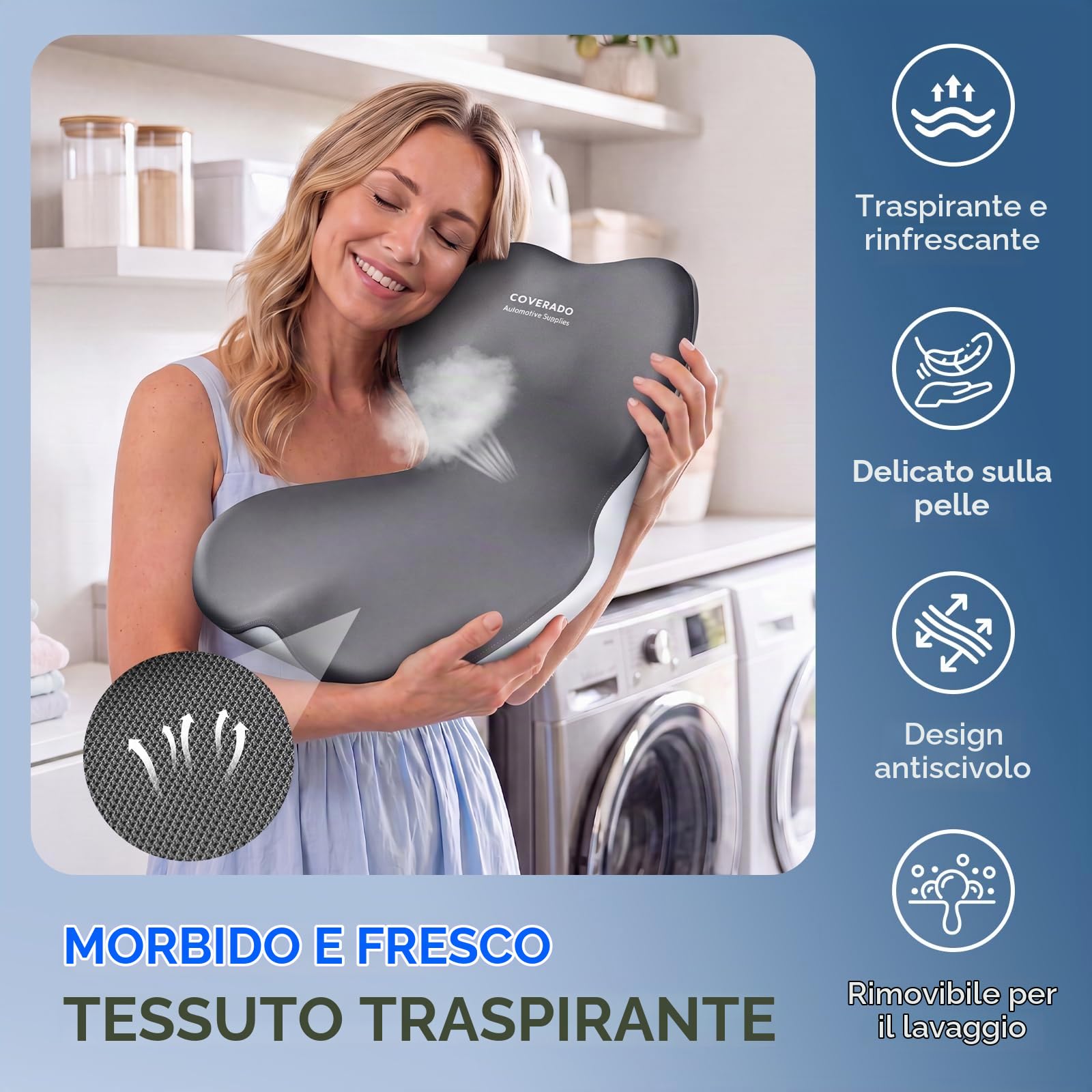 Coverado Cuscino Lombare e Cuscino di seduta Auto | Ergonomico Supporto Lombare per Auto in Memory Foam, Sedia da scrivania Cuscino di sostegno posteriore per la Casa, Ufficio