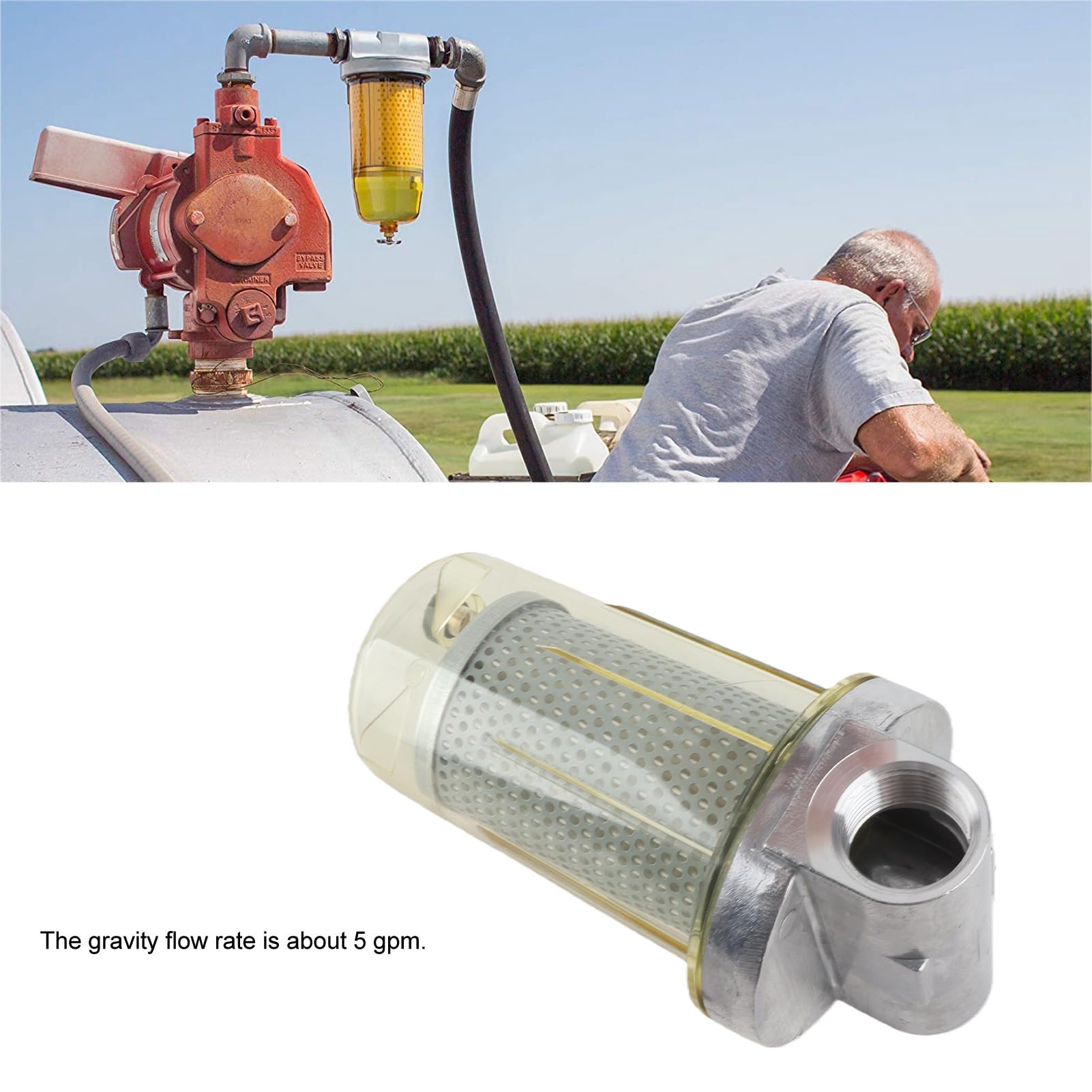 Filtro Combustible para Tanque Compatible Gasolina Aceite Biodiesel 20% Aditivos Plástico ABS Transparente 3 3cm
