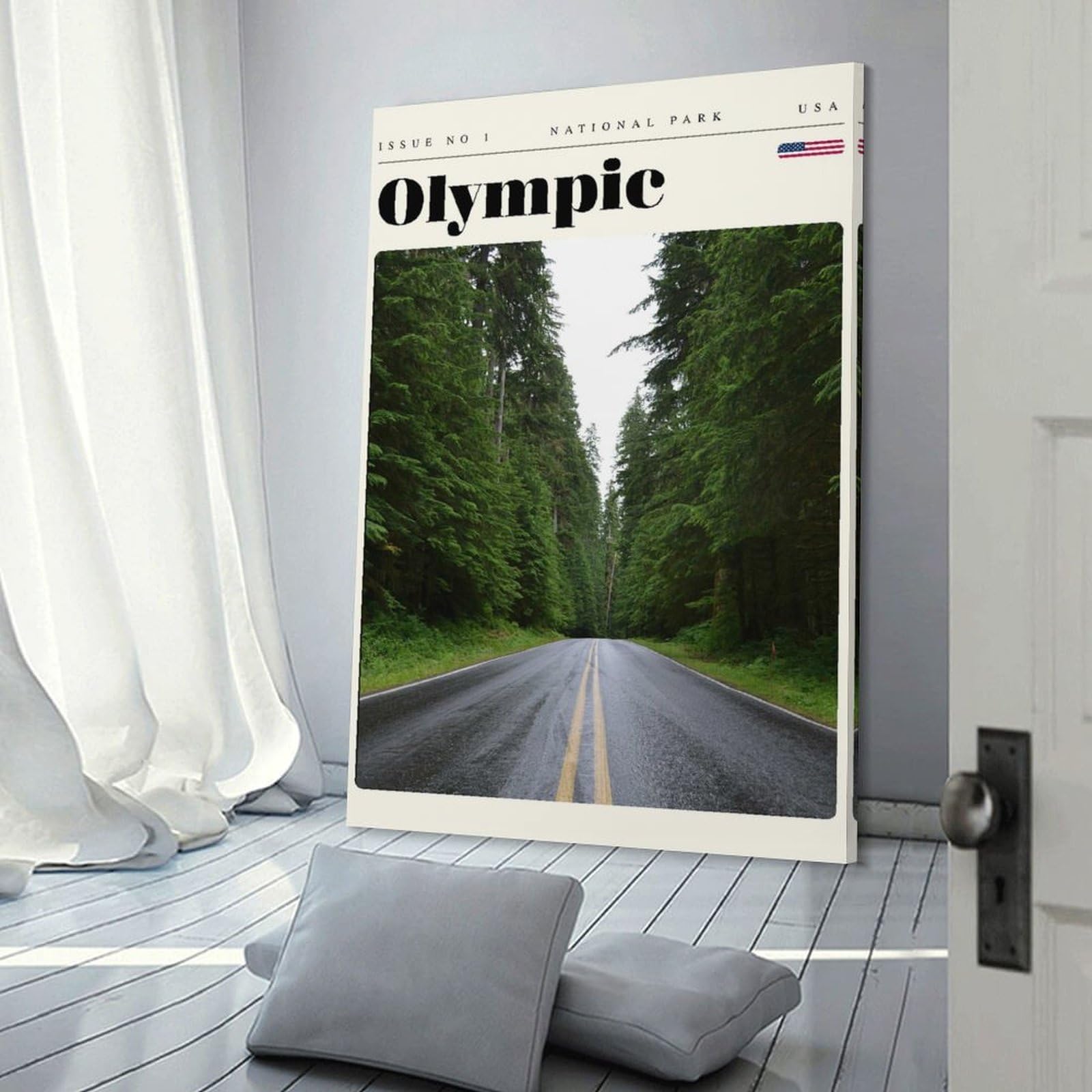 Junmoney Olympic National Park Travel Art Decorative Wall Artwork 24x36inch(60x90cm), for Front Hall, Corridor Or Welcome Spaces, Decorative Wall Art for Narrow Spaces