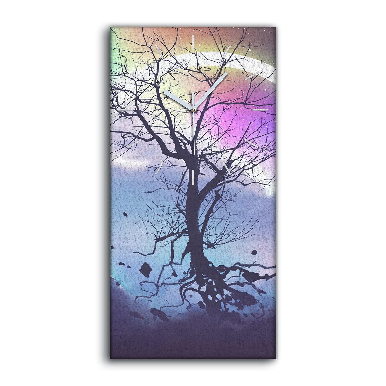 Horloge sur Toile Paysage de Lune Image Art Moderne Décoration Salon 30x60