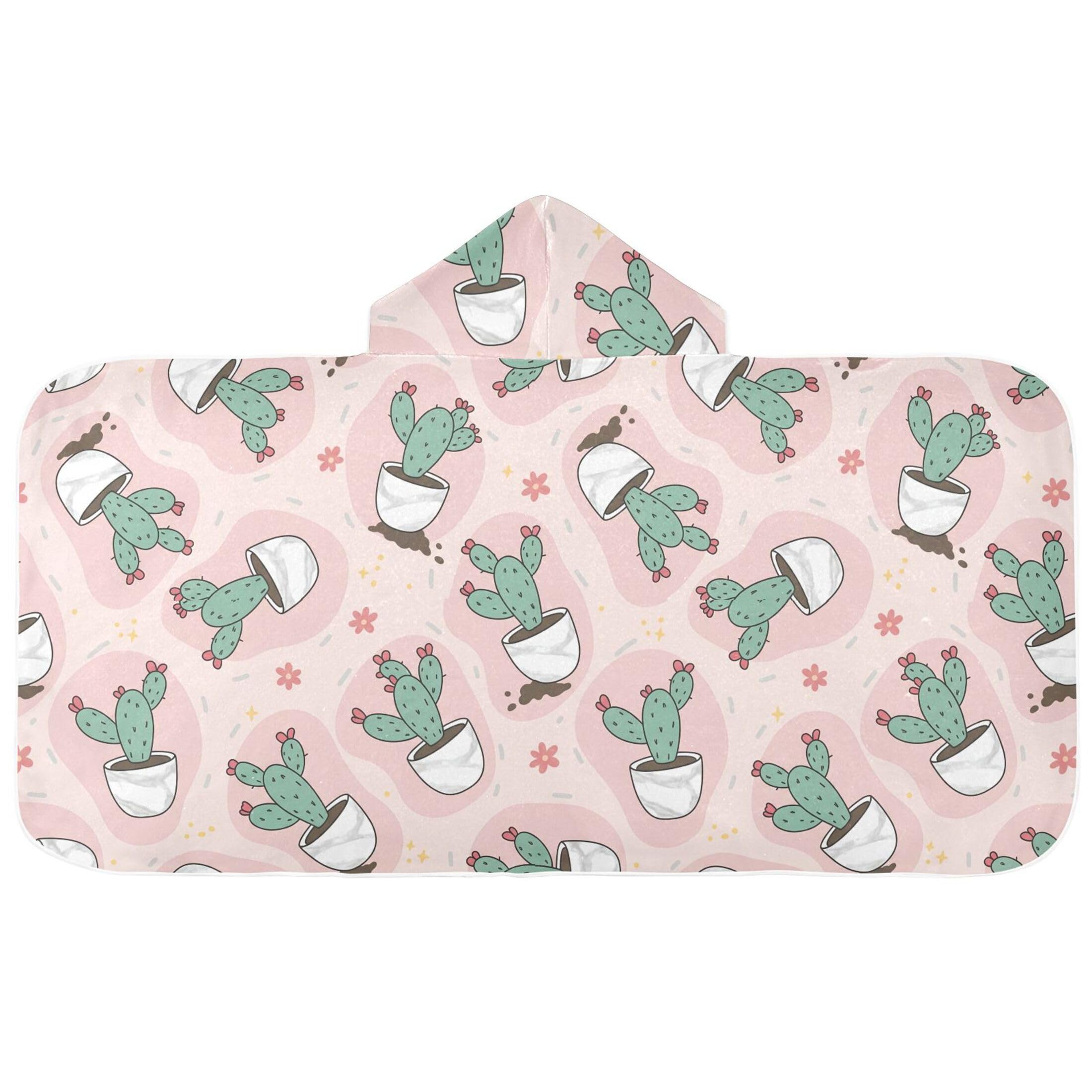 Fuauuyl Cactus Pot Hooded Baby Bath Towel Soft & Breathable Towel for Newborns Infants Toddlers, Nursery Essential