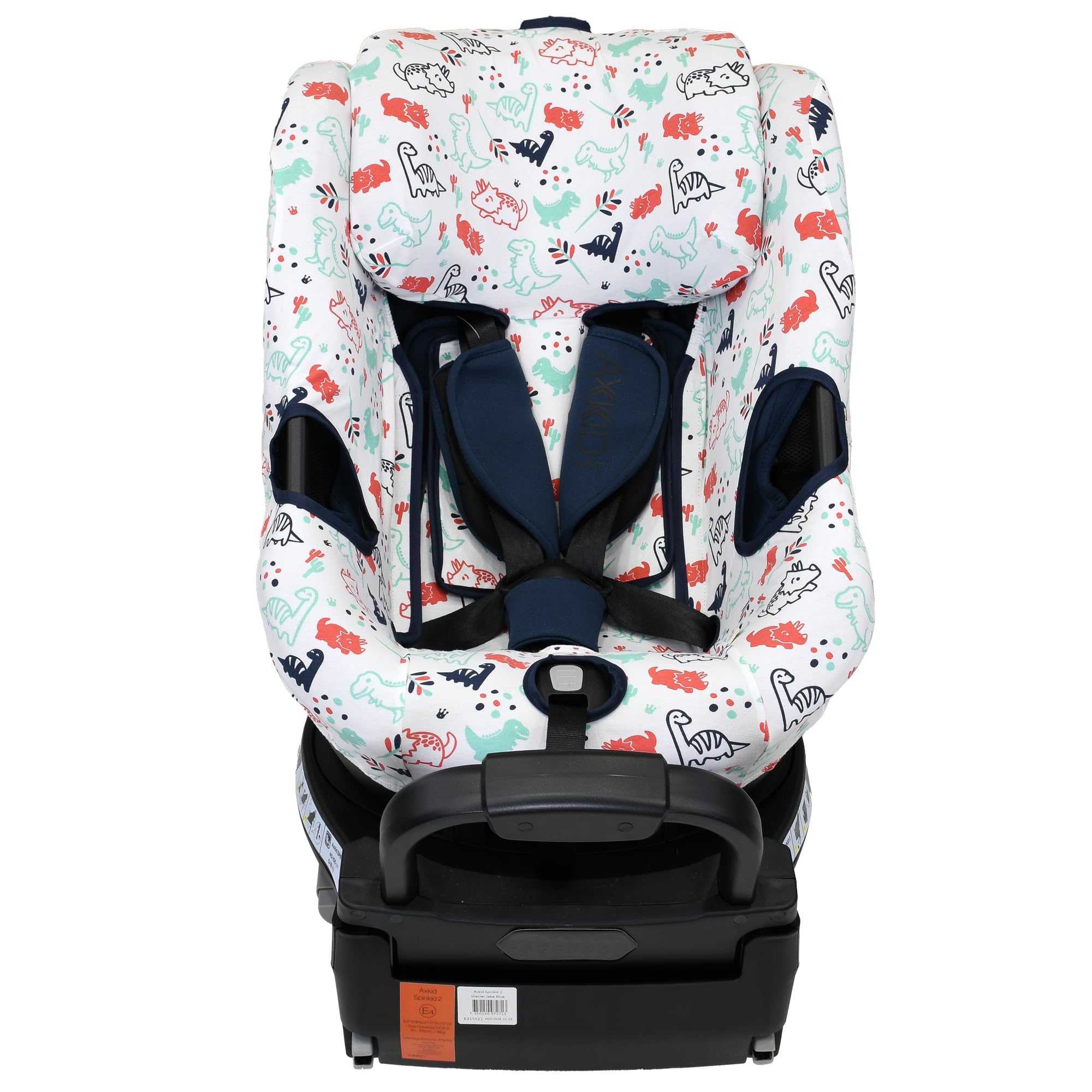 JYOKO Funda para Silla de Coche Compatible con Axkid Spinkid 2, Hecha con algodón orgánico, Transpirable para máximo Confort de tu bebé, Protege el tapizado Original (Dino Party)