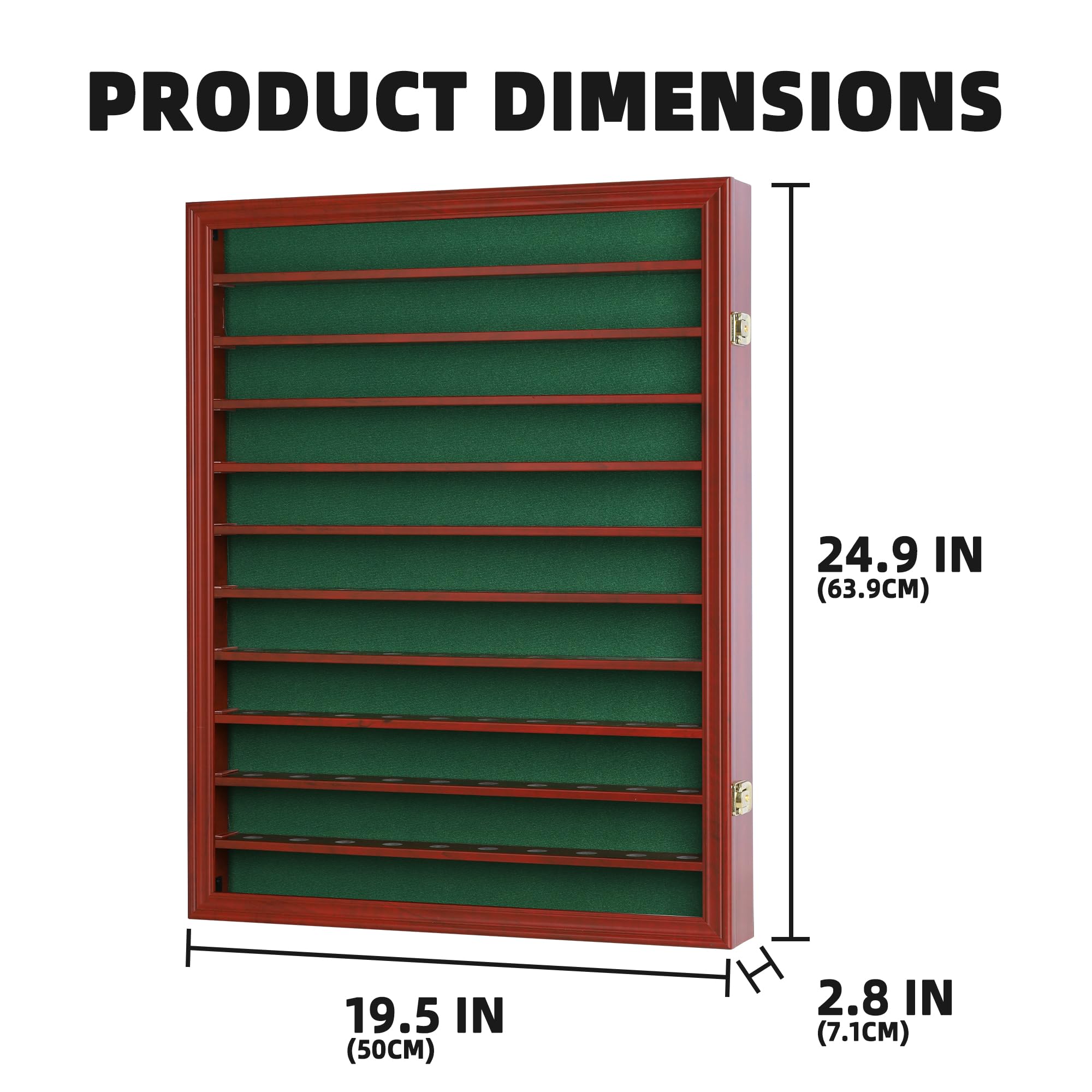 DisplayGifts Vitrina de Pared para 110 Pelotas de Golf, Caja de Sombra para Puerta acrílica, protección UV, Acabado Cerezo