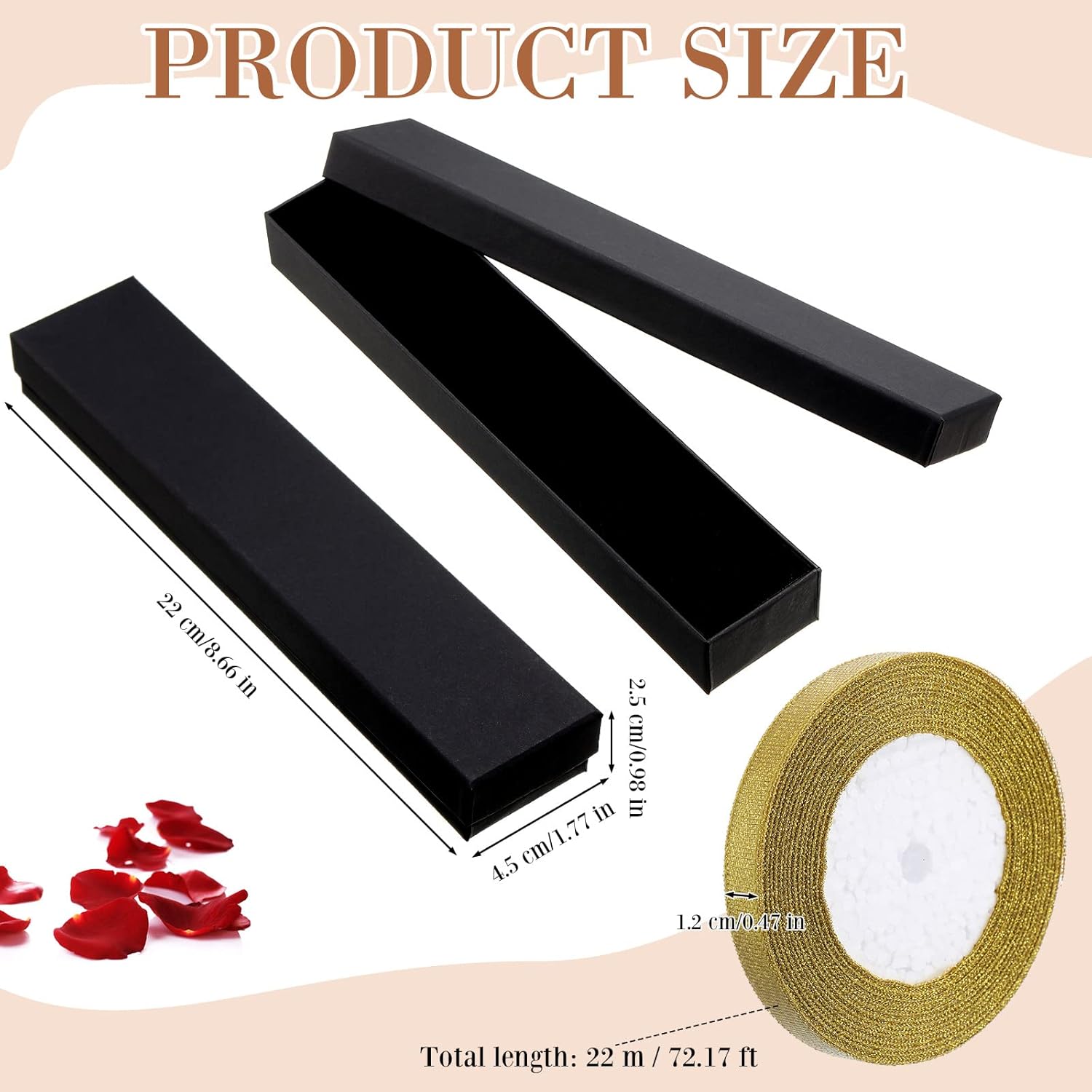 Bucherry 36 Pcs Jewelry Necklace Gift Boxes Sponge Filled Boxes Jewelry Cardboard with Gold Ribbon Necklace Packaging for Wedding Birthday Anniversary Ceremony(Black)