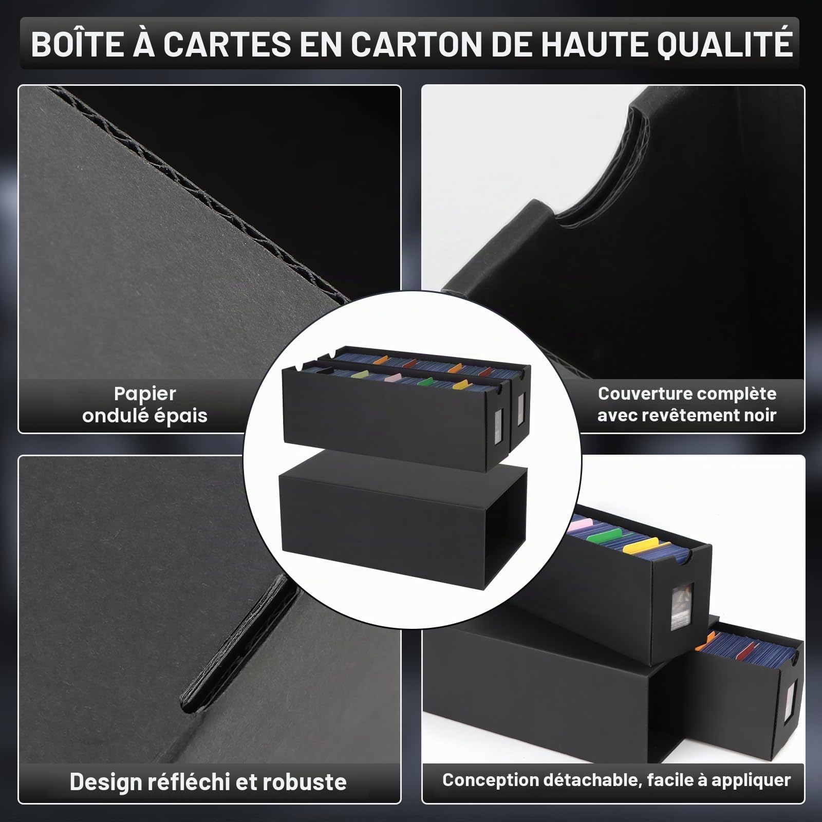 Boîte à Cartes Pour 11000+ Cartes, Boîtes de Rangement Pour Cartes à Collectionner Avec 72PCS Séparateurs,Etiquettes et Ruban Adhésif,Boîtes Magnétiques de Qualité Supérieure de Pour TCG Carte