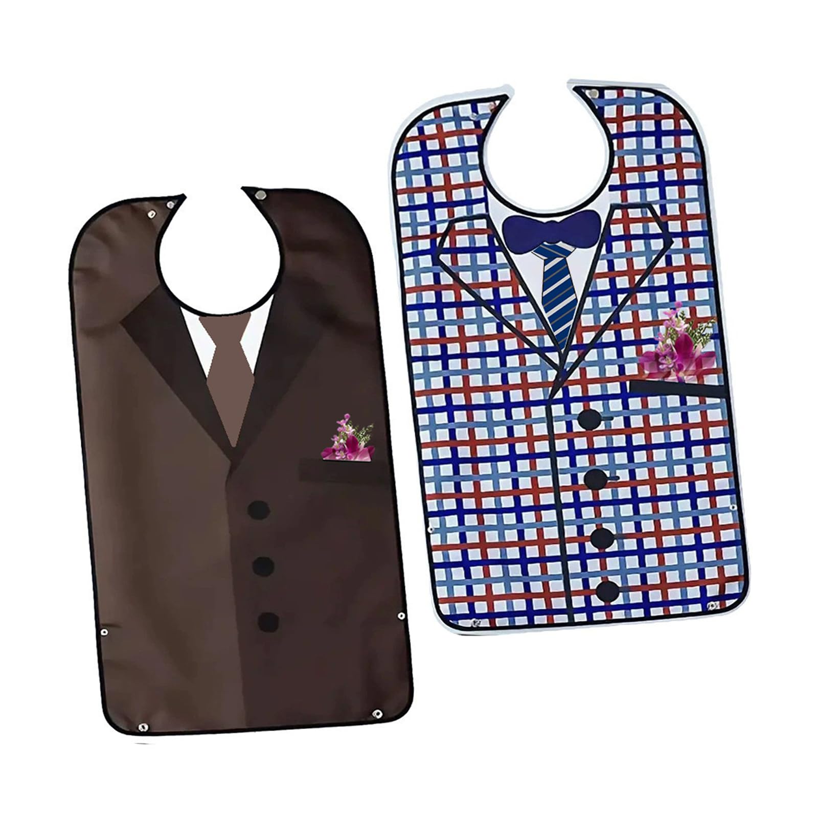 Colaren 2 PCS Adult Bibs for Men, Adjustable Adult Bibs for Elderly Washabl with Crumb Catcher