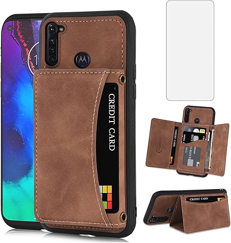 Asuwish Funda tipo cartera para Moto G Stylus 2020 MotoG Pro con protector de pantalla de vidrio templado y soporte para tarjetas, accesorios para
