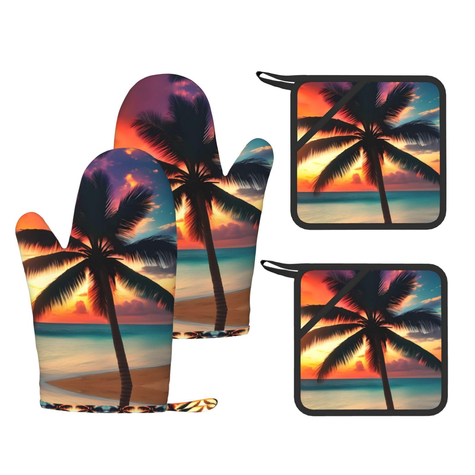 Gants de cuisine en silicone motif plage pour des barbecues sécurisés