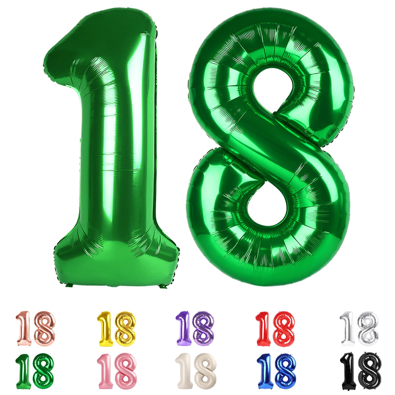 18 Balloon Numbers, Numbers 18 Balloons 40 In, 18th Birthday Decorations for Boys Girls, 81st Dark Green Birthday Big Party Decorations for Engagement