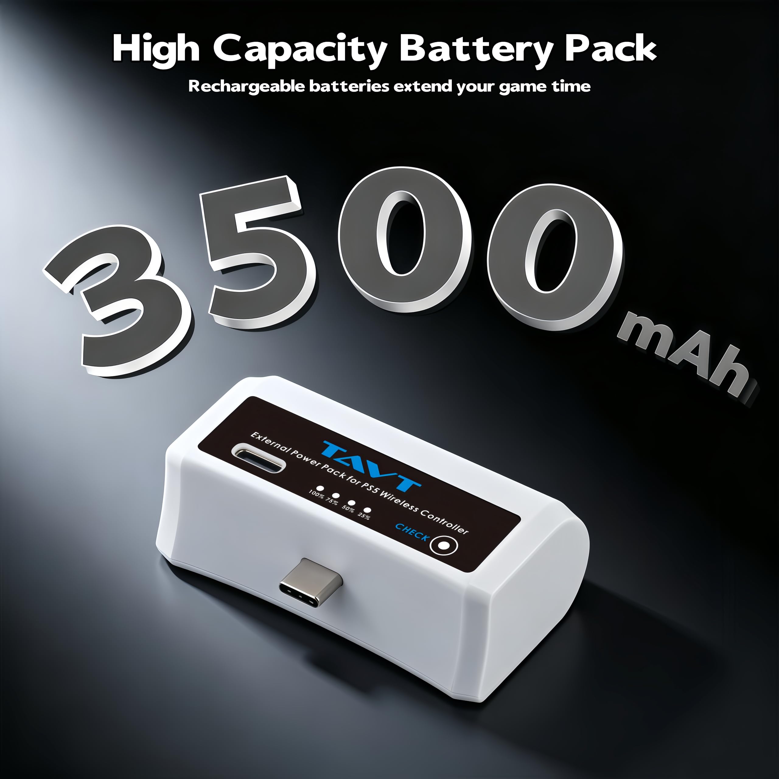 2 batterie esterne per controller Sony PlayStation 5, PS5 Dualsense/Dualsense Edge, con indicatore LED e cavo di ricarica USB-C