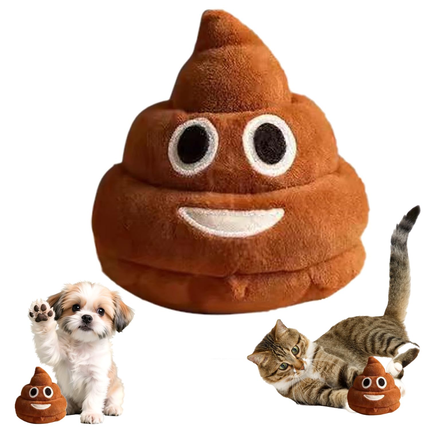 Funny Talking Poop Plush Toy, Farting Dog Toy with 6+ Different Fart Sounds, Emoticon Poop's Stress Toys