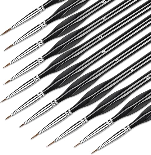 Miniatura 1 de Juego de 11 pinceles de pintura con microdetalles, pinceles de pintura en miniatura, mango de pintura en miniatura para detalles finos y pintura