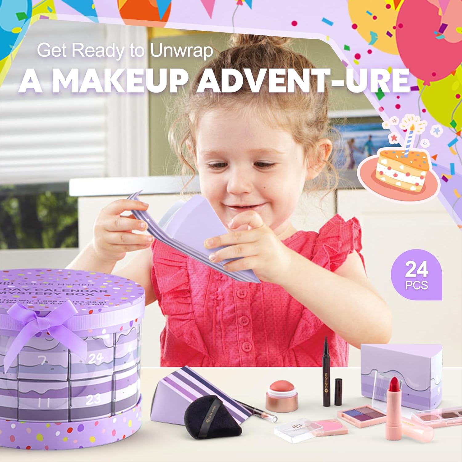 Color Nymph Makeup Advent Calendar 2025, 24 Days Advent Calendar Mystery Box for Christmas, Makeup Gift Sets - Xmas Beauty Countdown Calendar Cosmetics Kit for Women Girls Teens Daughters #Purple - Image 3