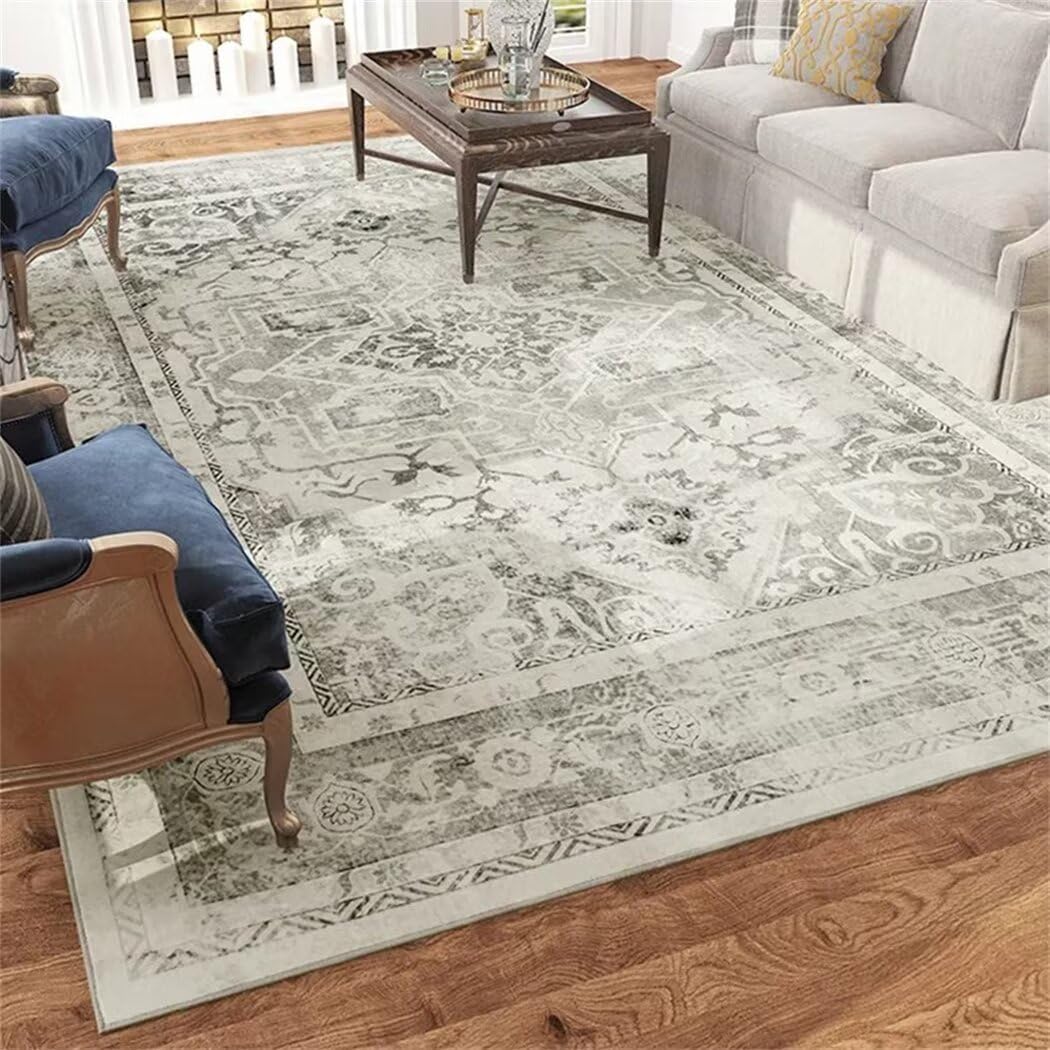 Tapis blanc salon et chambre 80x120cm | Déco couloir gris