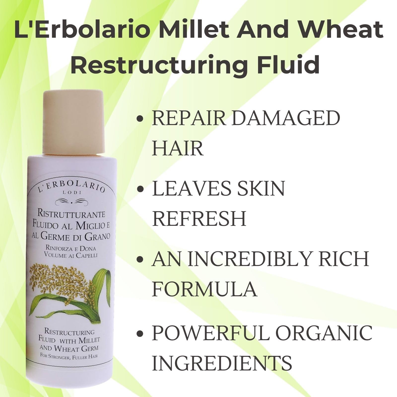 L'Erbolario Fluid Restructuring with Millet and Wheat Germs 100 ml, Multicolore, 100 ml (Pack of 1) - Image 3