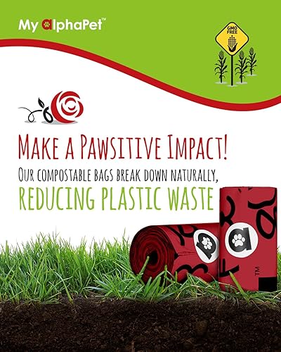 Miniatura 3 de Rollo de relleno de bolsas para desechos del perro, tamaño grande 9 x 13 pulgadas, ecológico a un alto nivel ASTM D6400 clasificado, bolsas a prueba