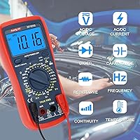 Vista 5 de Multímetro automotriz, True RMS CAT III 600V, probador de voltaje/corriente CA/CC, temperatura/frecuencia/ohmio/ciclo de trabajo, prueba de ángulo